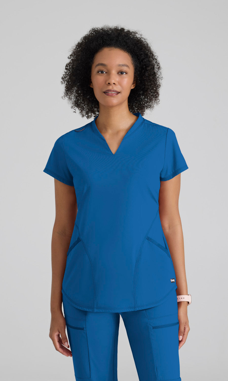 Grey's Anatomy Knits GRST249 Define Knit Scrub Top New Royal