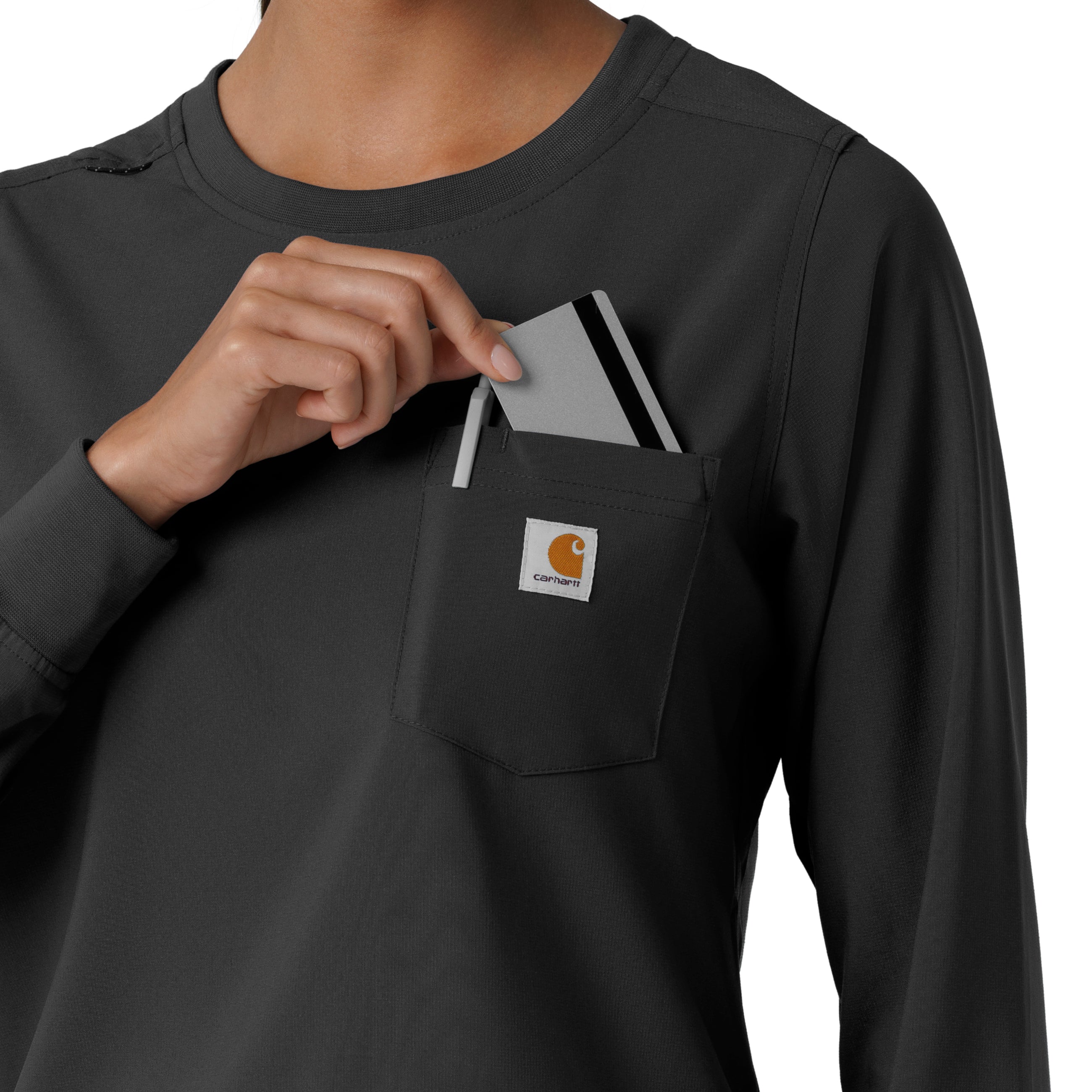 Force Cross-Flex C13610 Women's Crew Neck Long Sleeve Scrub Top Black