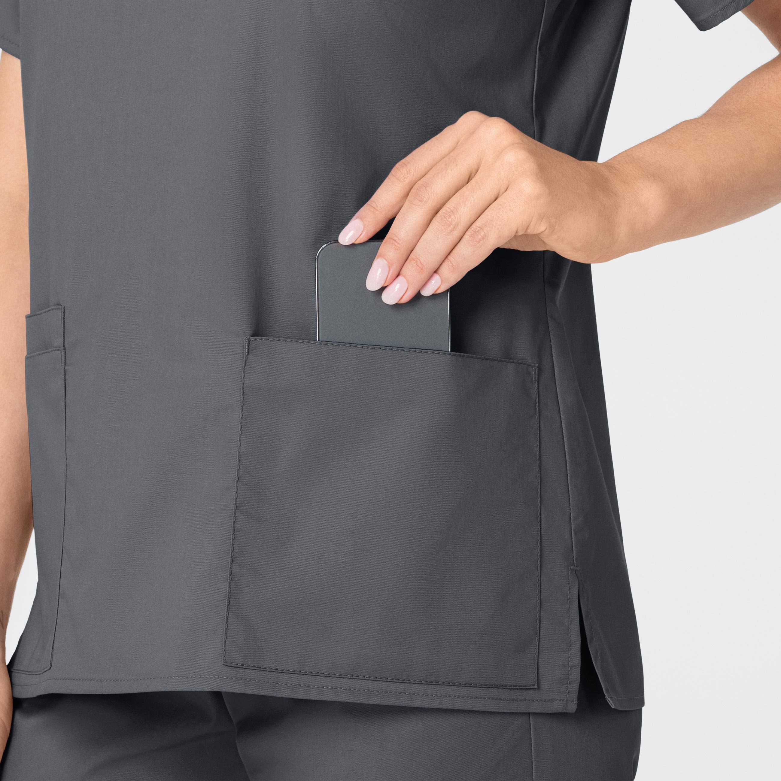WonderWORK 101 V-Neck Scrub Top Pewter