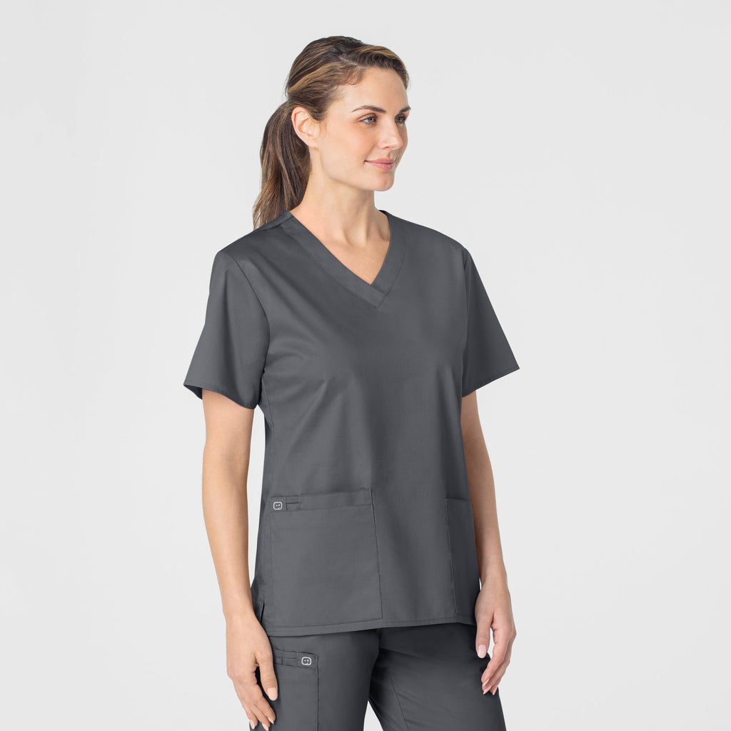 WonderWORK 101 V-Neck Scrub Top Pewter