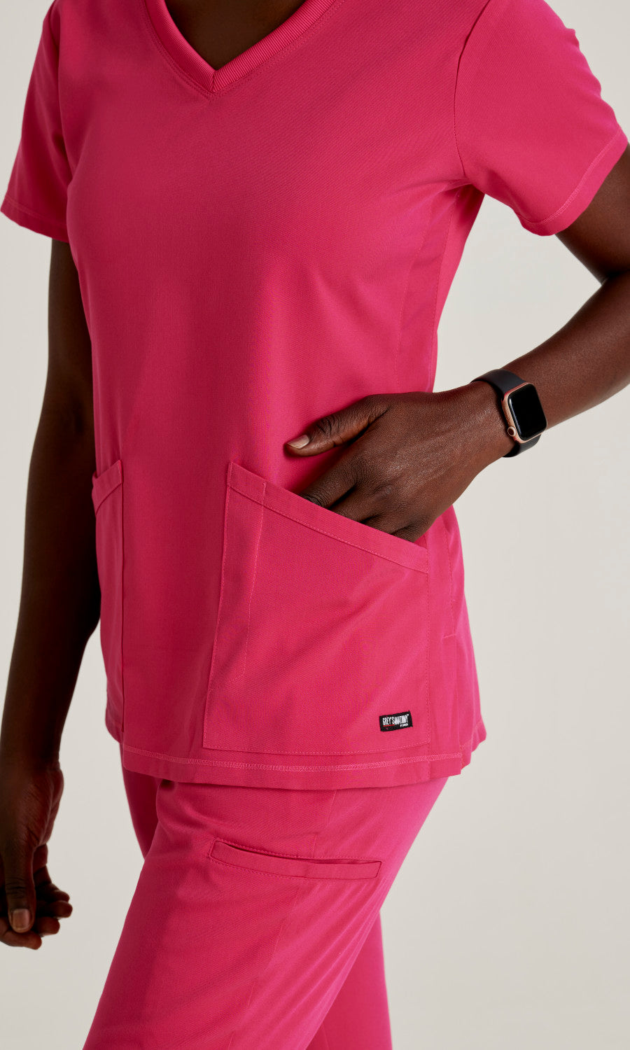 Grey's Anatomy Stretch GRST045 Serena Scrub Top Vibrance Pink