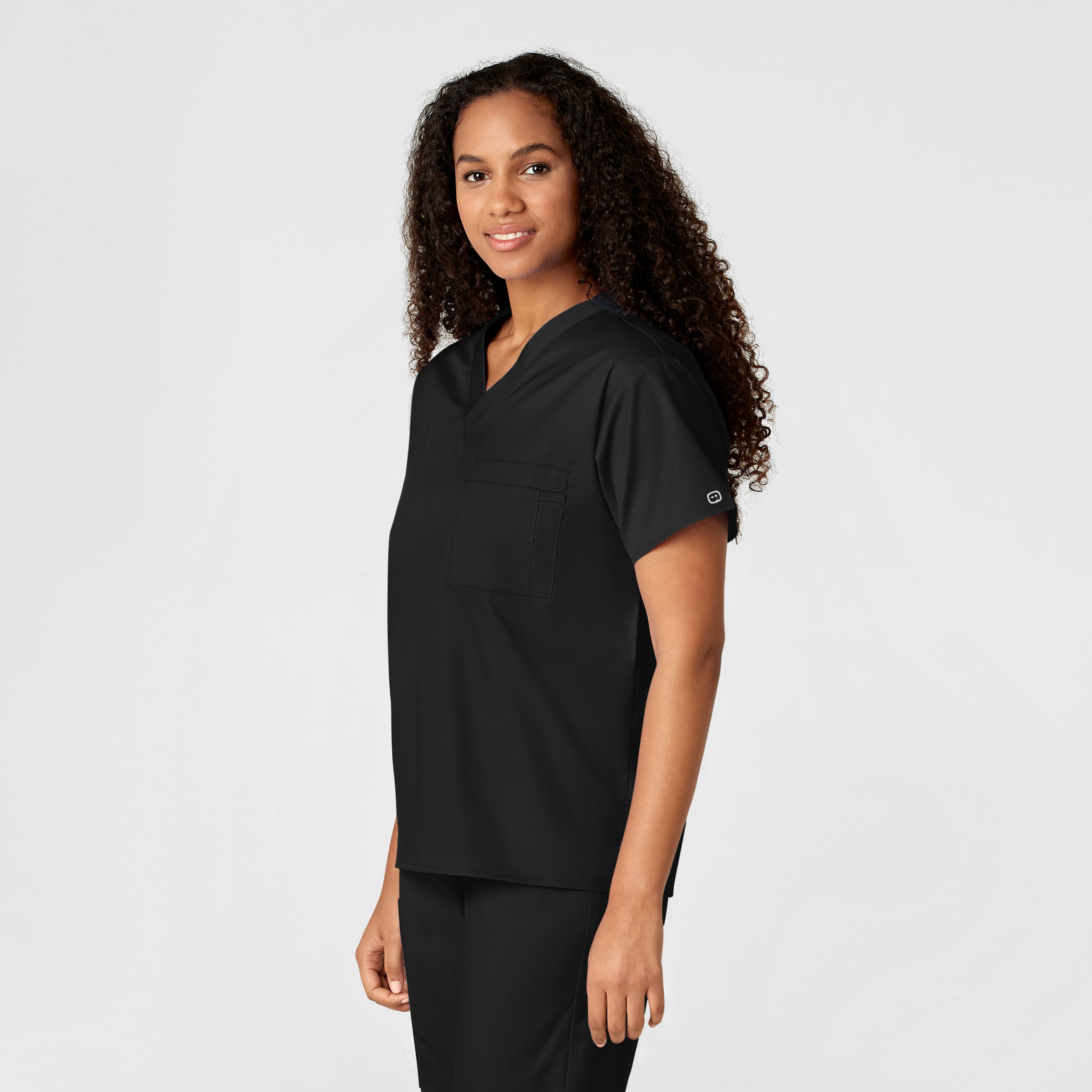 WonderWORK 100 Unisex V-Neck Scrub Top Black