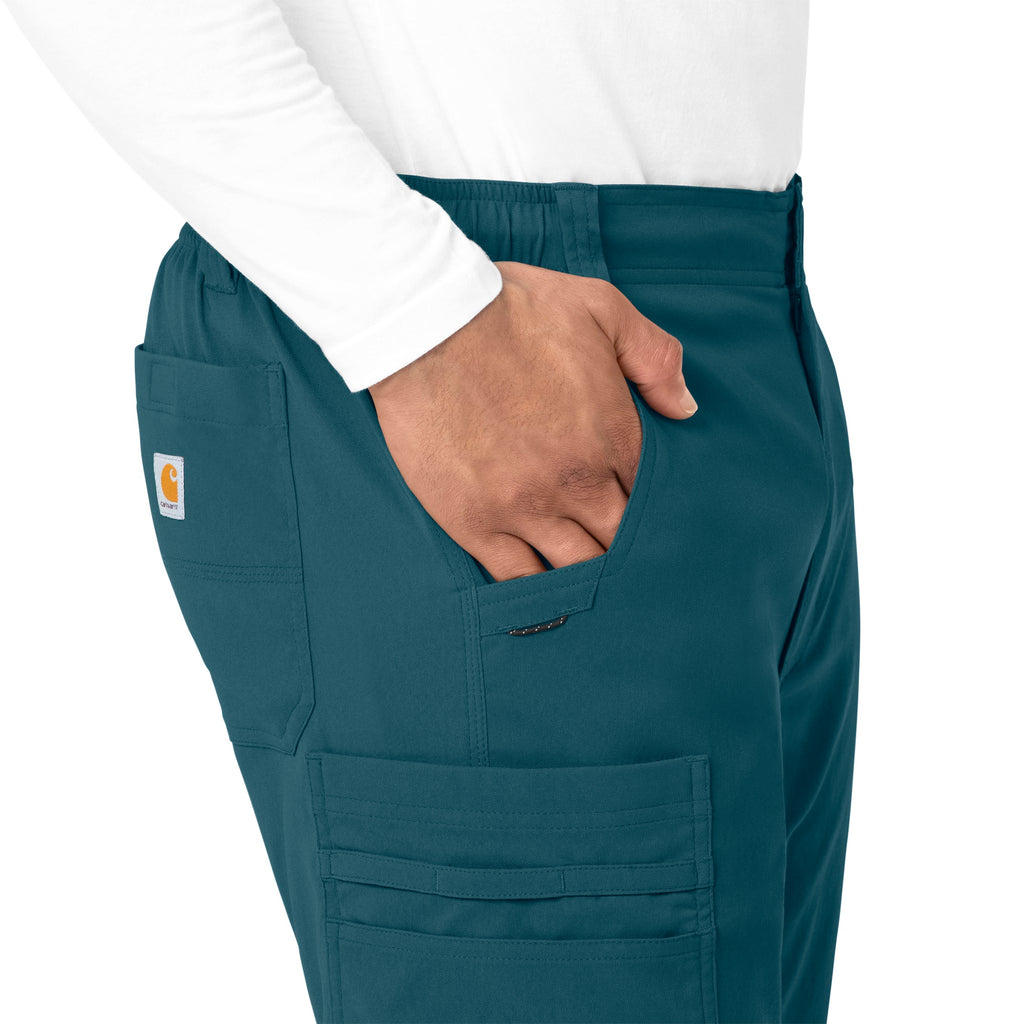 Rugged Flex Peak C55037 Men's Straight Leg Cargo Scrub Pants Caribbean Blue