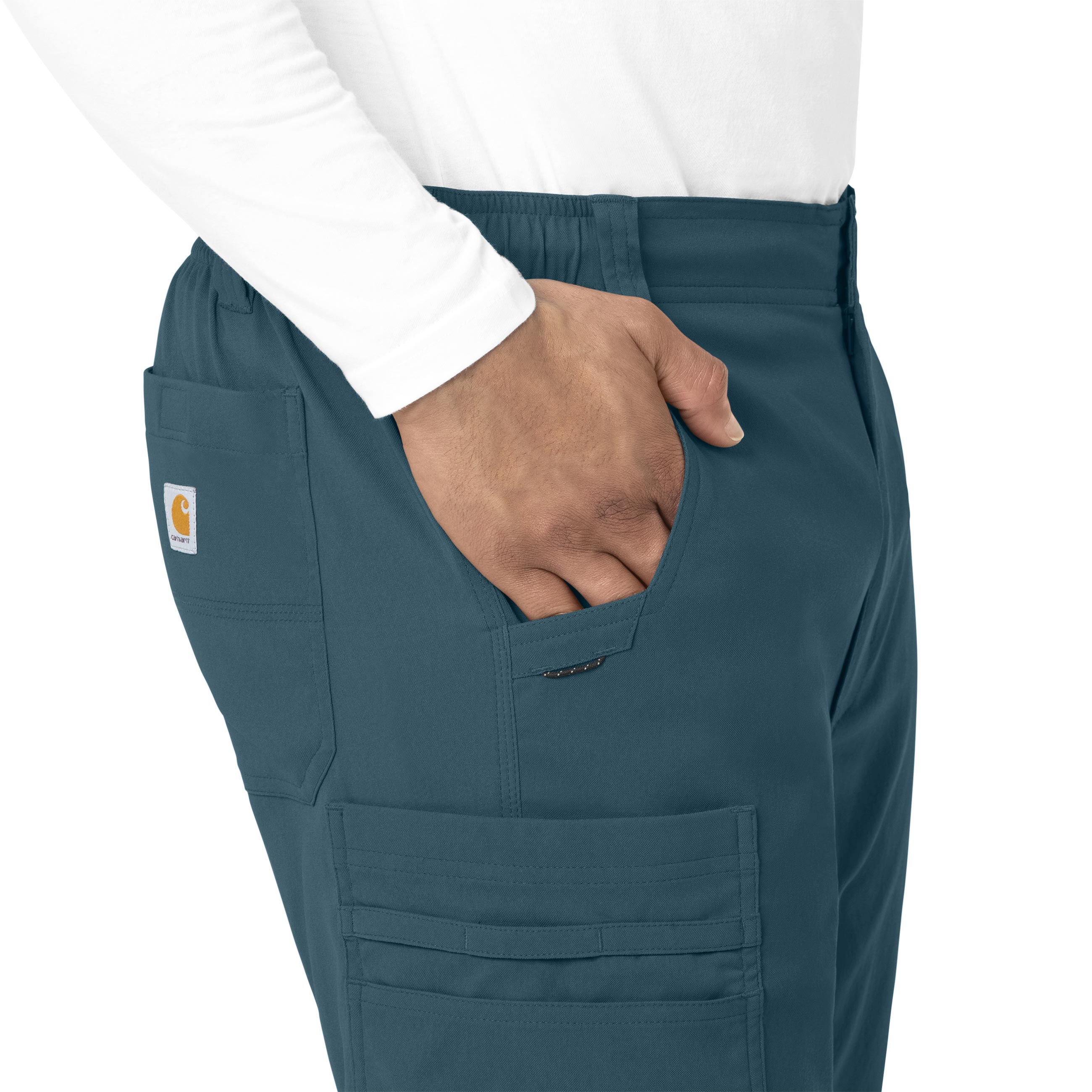 Rugged Flex Peak C55037 Men's Straight Leg Cargo Scrub Pants Caribbean Blue