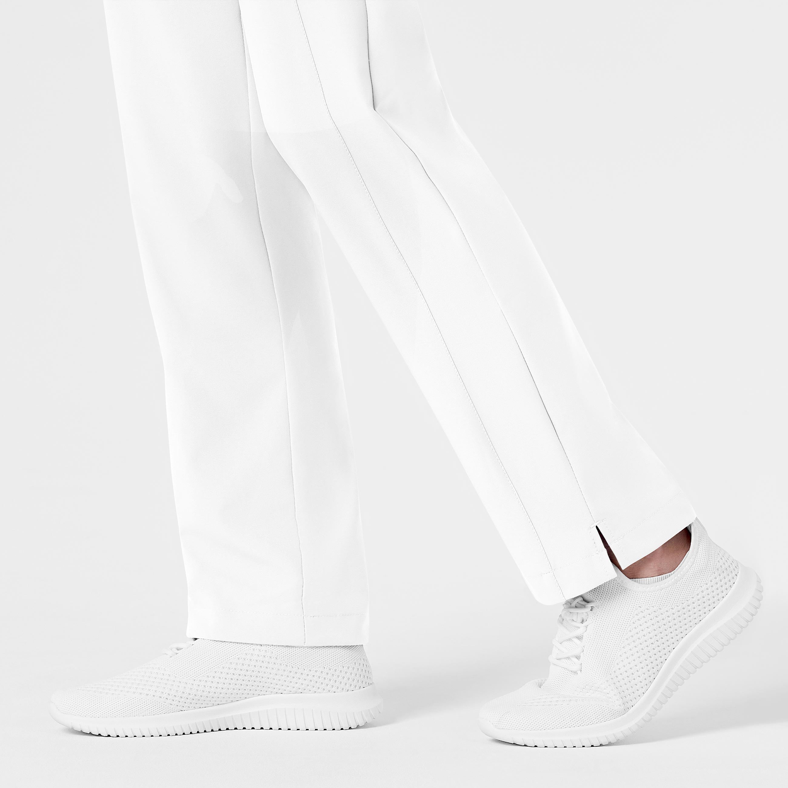 W123 5155 Flat Front Cargo Scrub Pants White