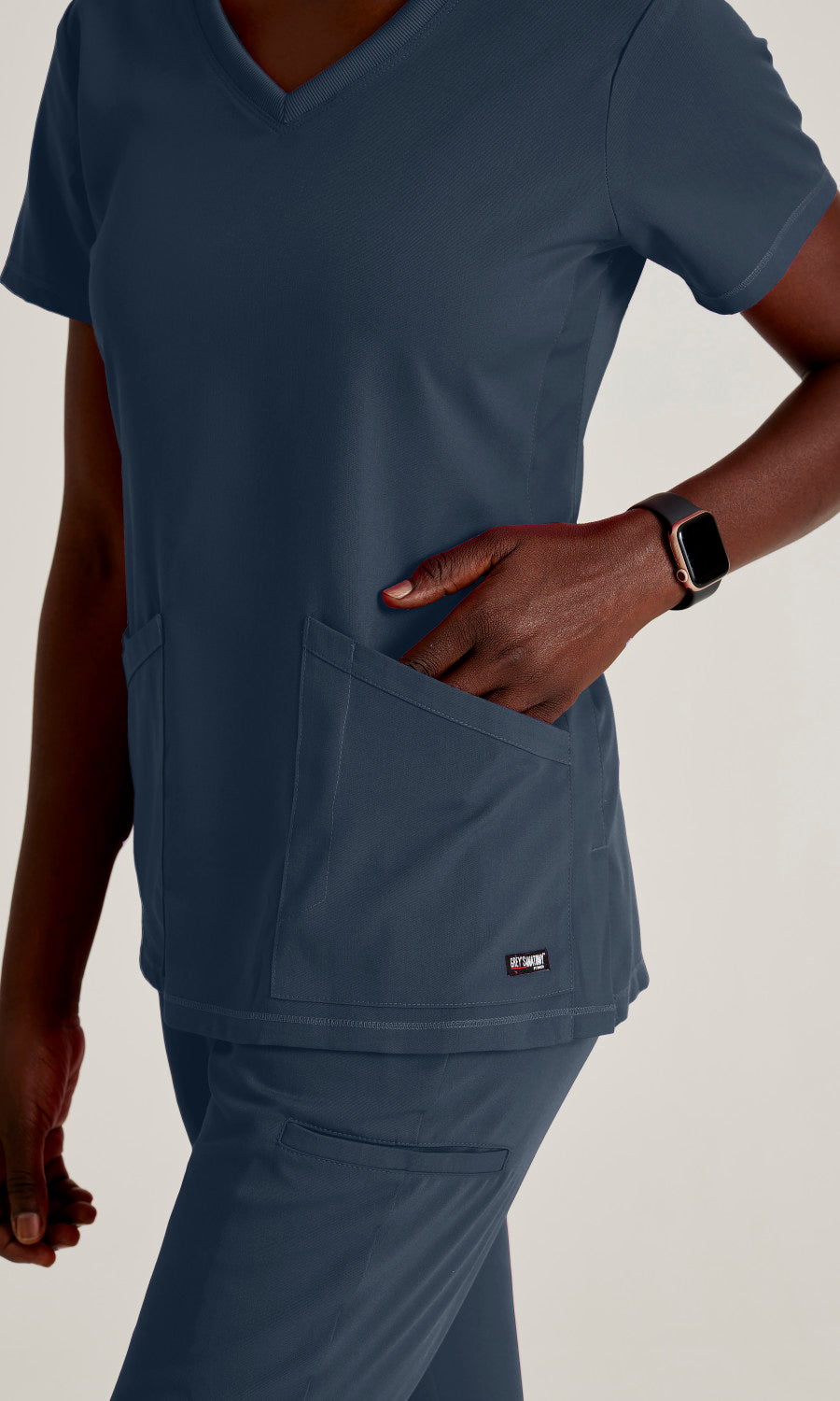 Grey's Anatomy Stretch GRST045 Serena Scrub Top Steel