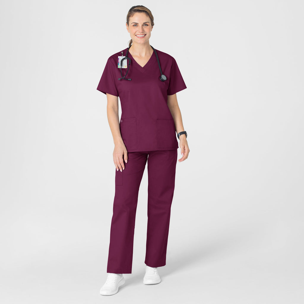 WonderWORK 101 V-Neck Scrub Top Wine