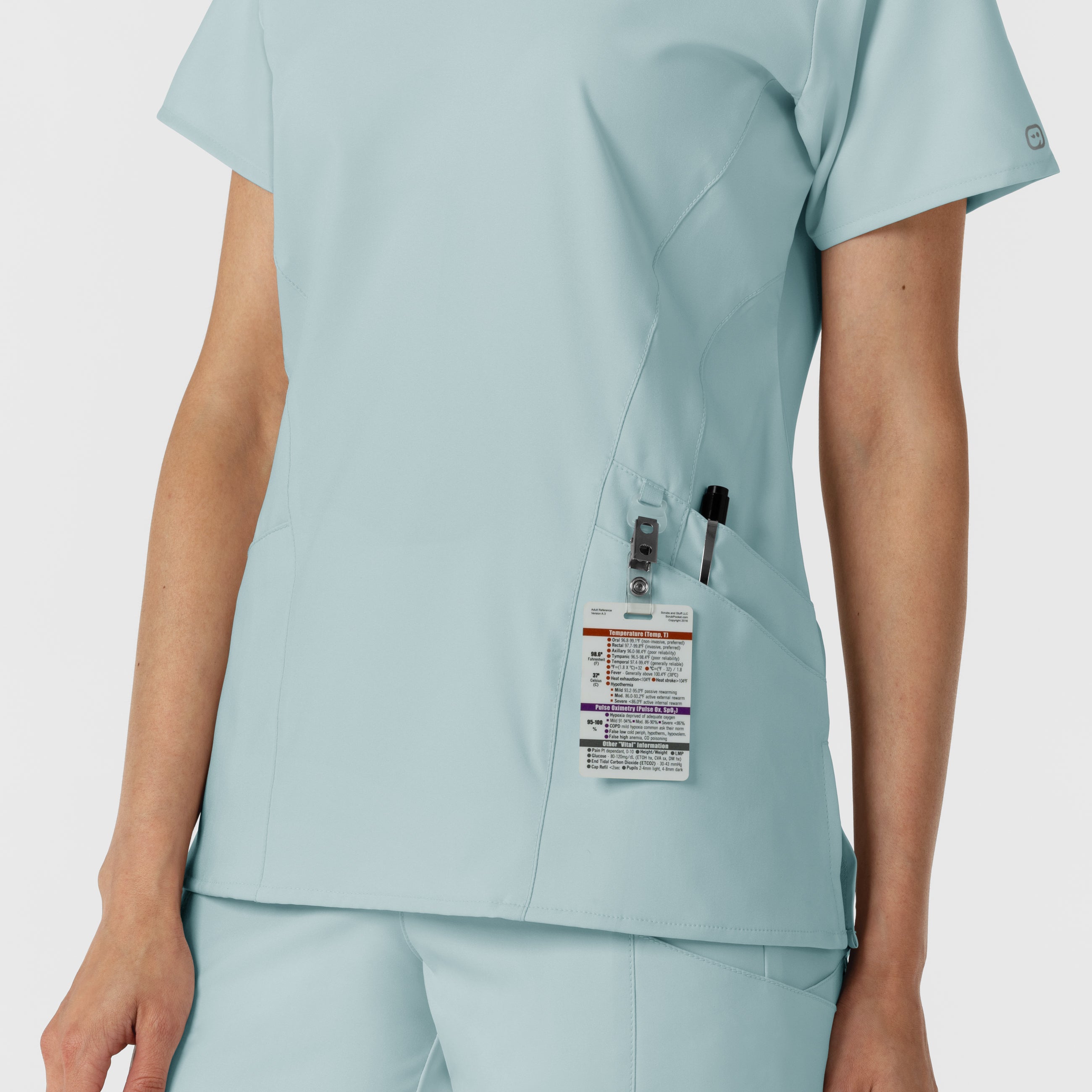 W123 6155 Stylized V-Neck Scrub Top Sky Blue