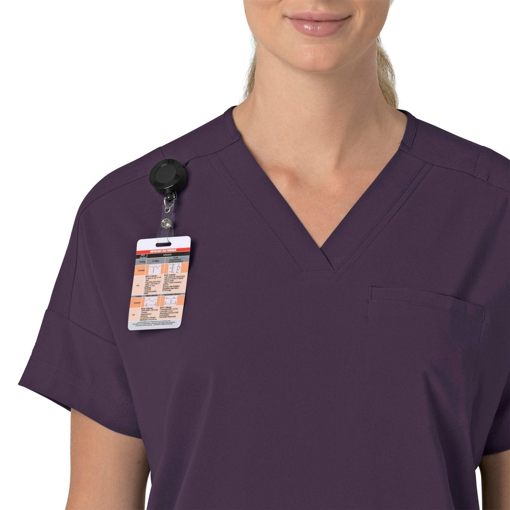 Force Cross-Flex C13110 Oversized V-Neck Scrub Top Black Plum