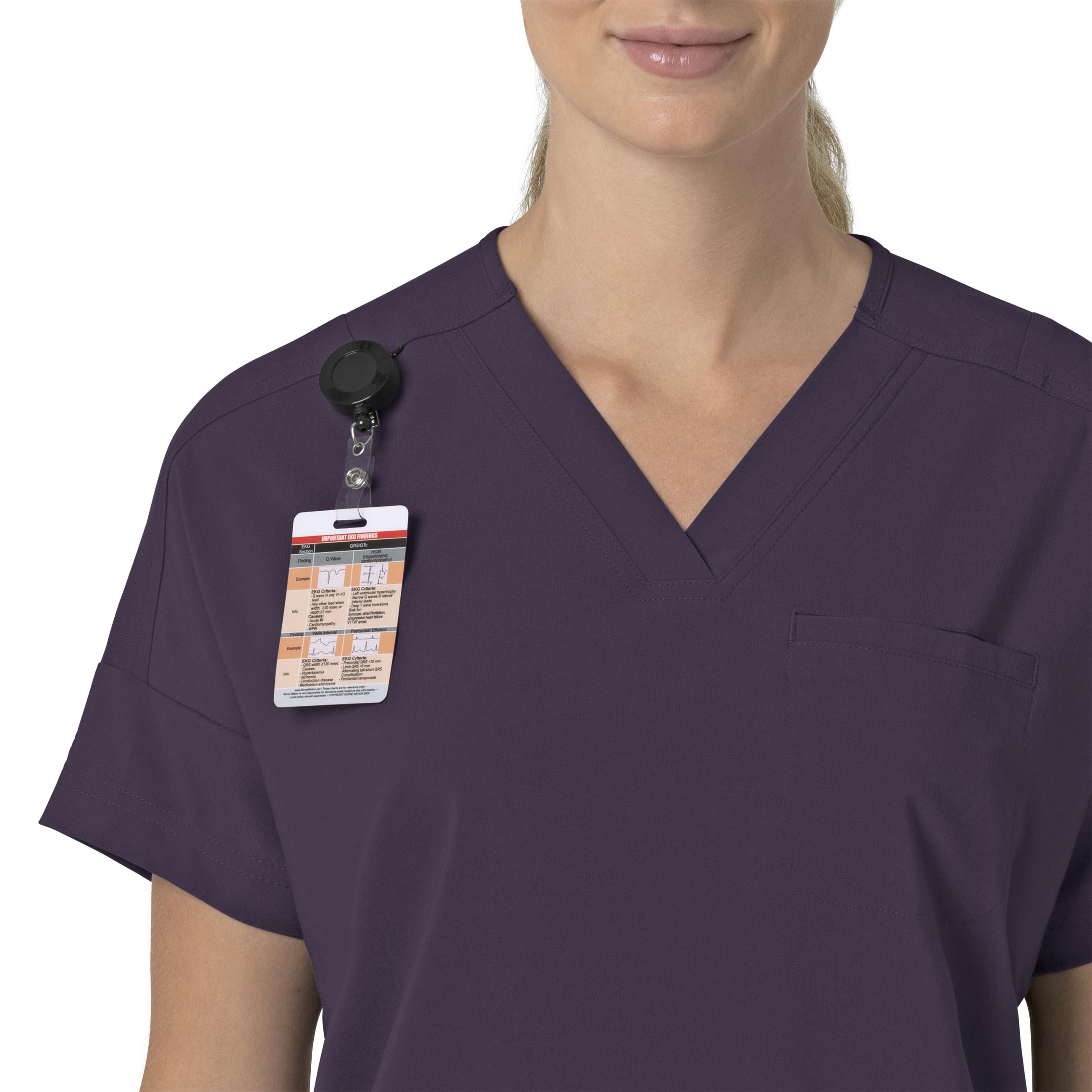 Force Cross-Flex C13110 Oversized V-Neck Scrub Top Black Plum
