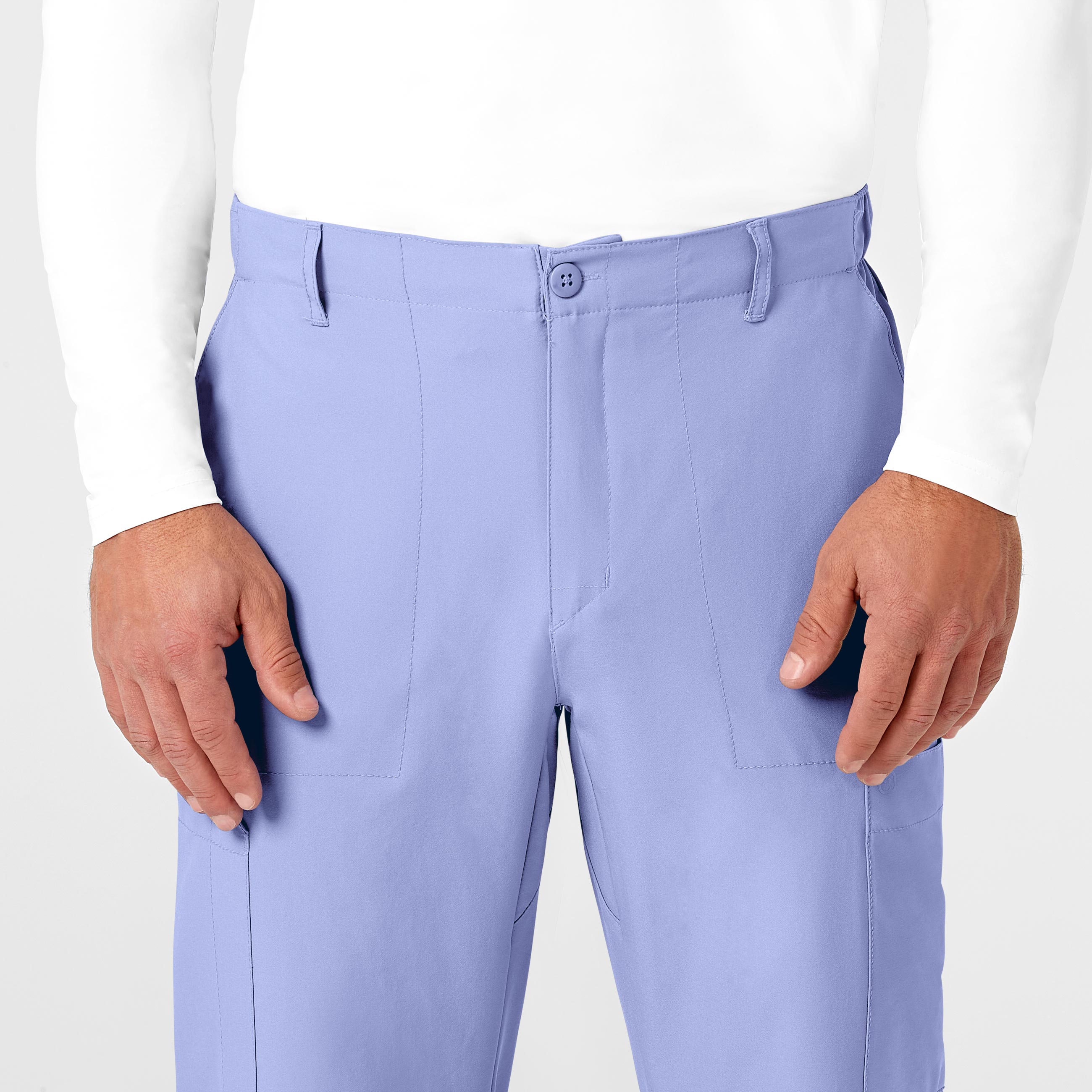 W123 5355 Men's Flat Front Cargo Scrub Pants Ceil Blue