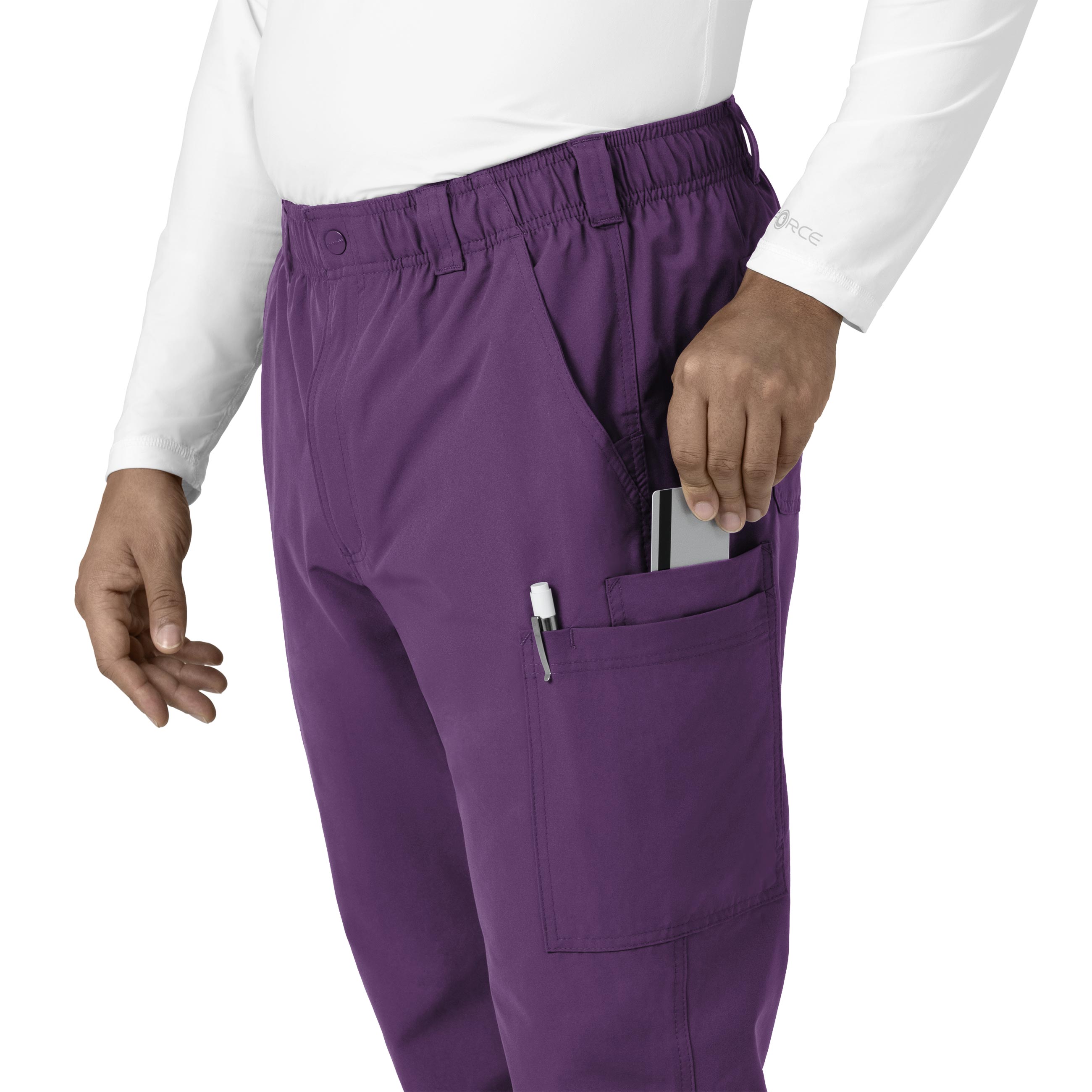 Force Essentials C56113 Men's Straight Leg Cargo Scrub Pants Eggplant
