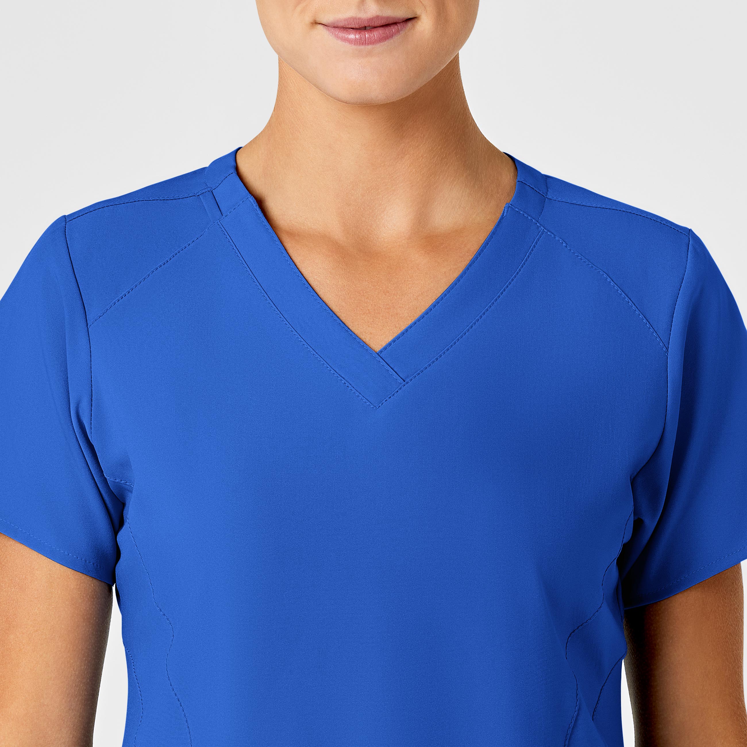 W123 6155 Stylized V-Neck Scrub Top Royal