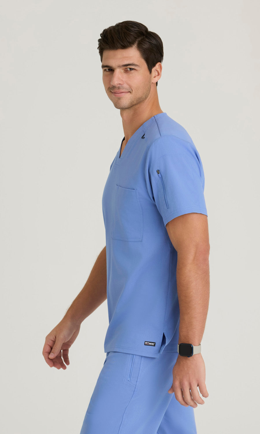 Grey's Anatomy Stretch GRST079 Murphy Scrub Top Ciel Blue