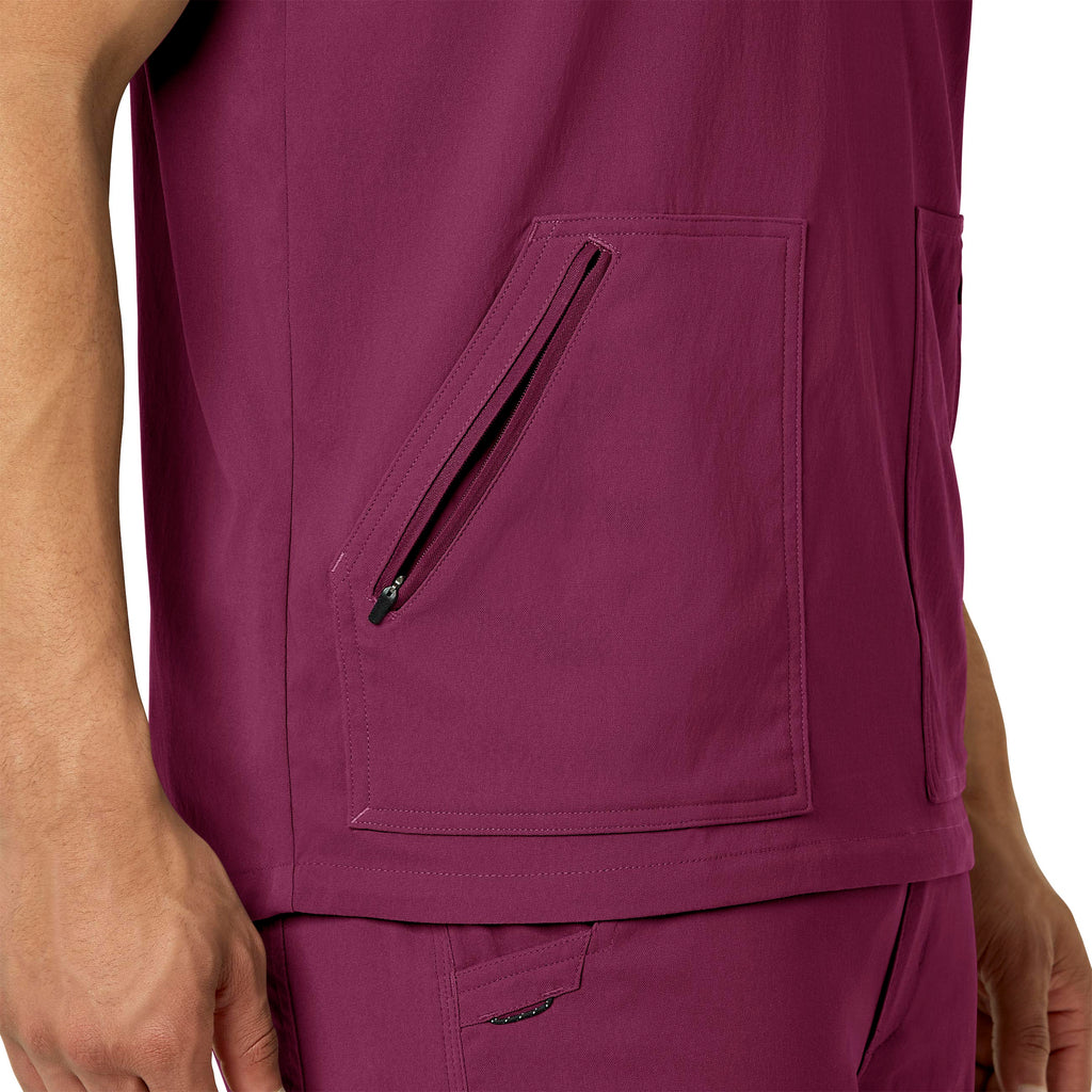Rugged Flex Peak C15037 Men's 5-Pocket V-Neck Scrub Top Wine