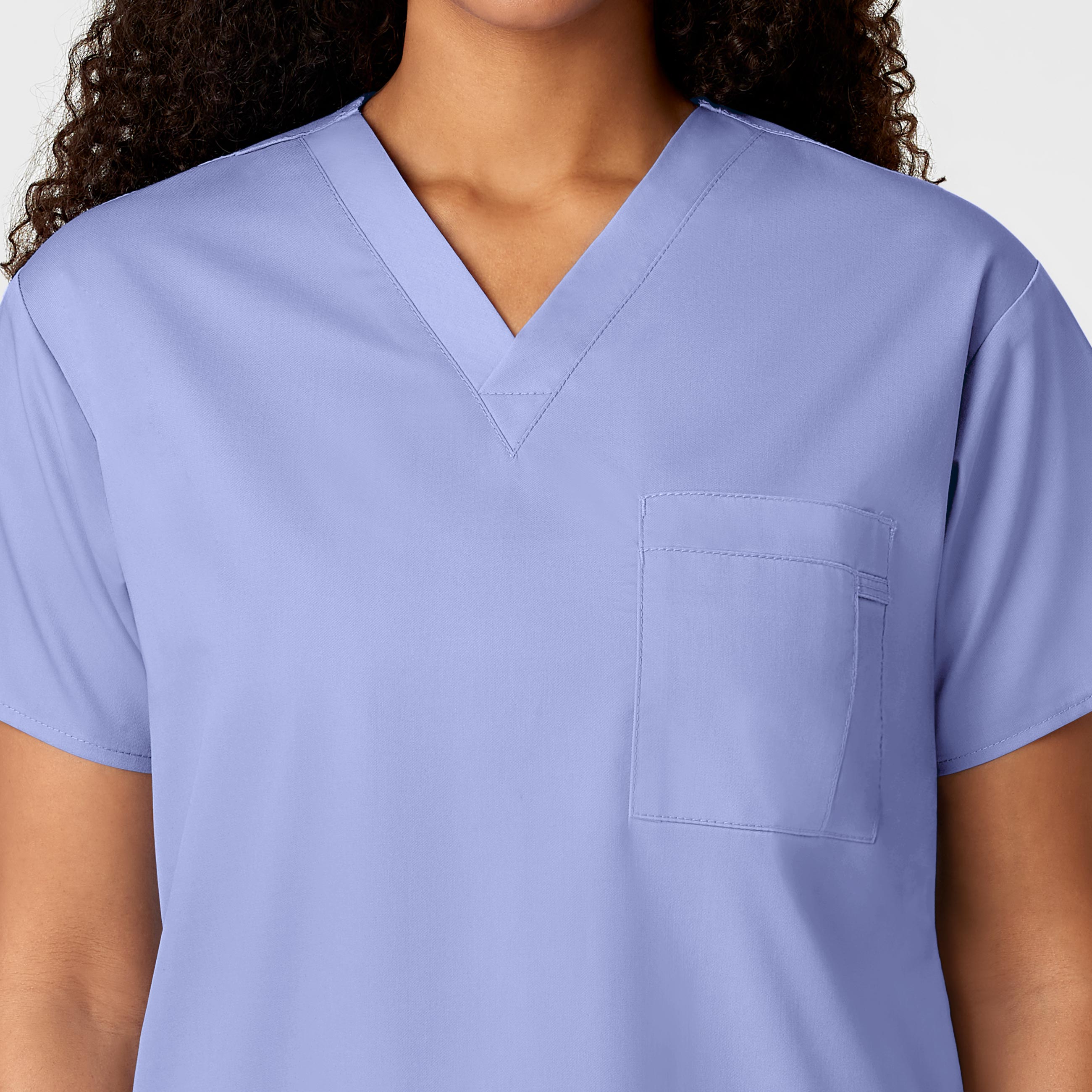 WonderWORK 100 Unisex V-Neck Scrub Top Ceil Blue