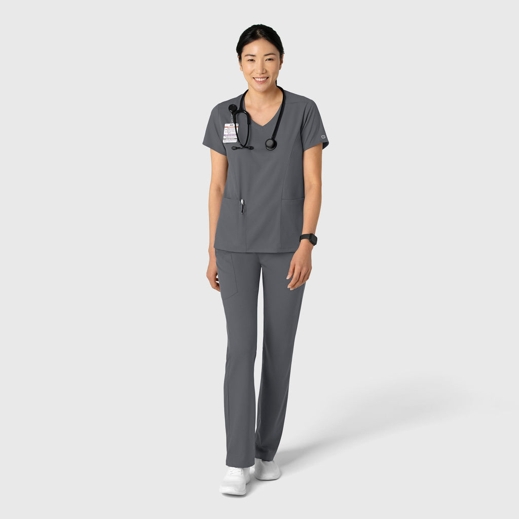 Boundless 6251 2-Pocket V-Neck Scrub Top Pewter