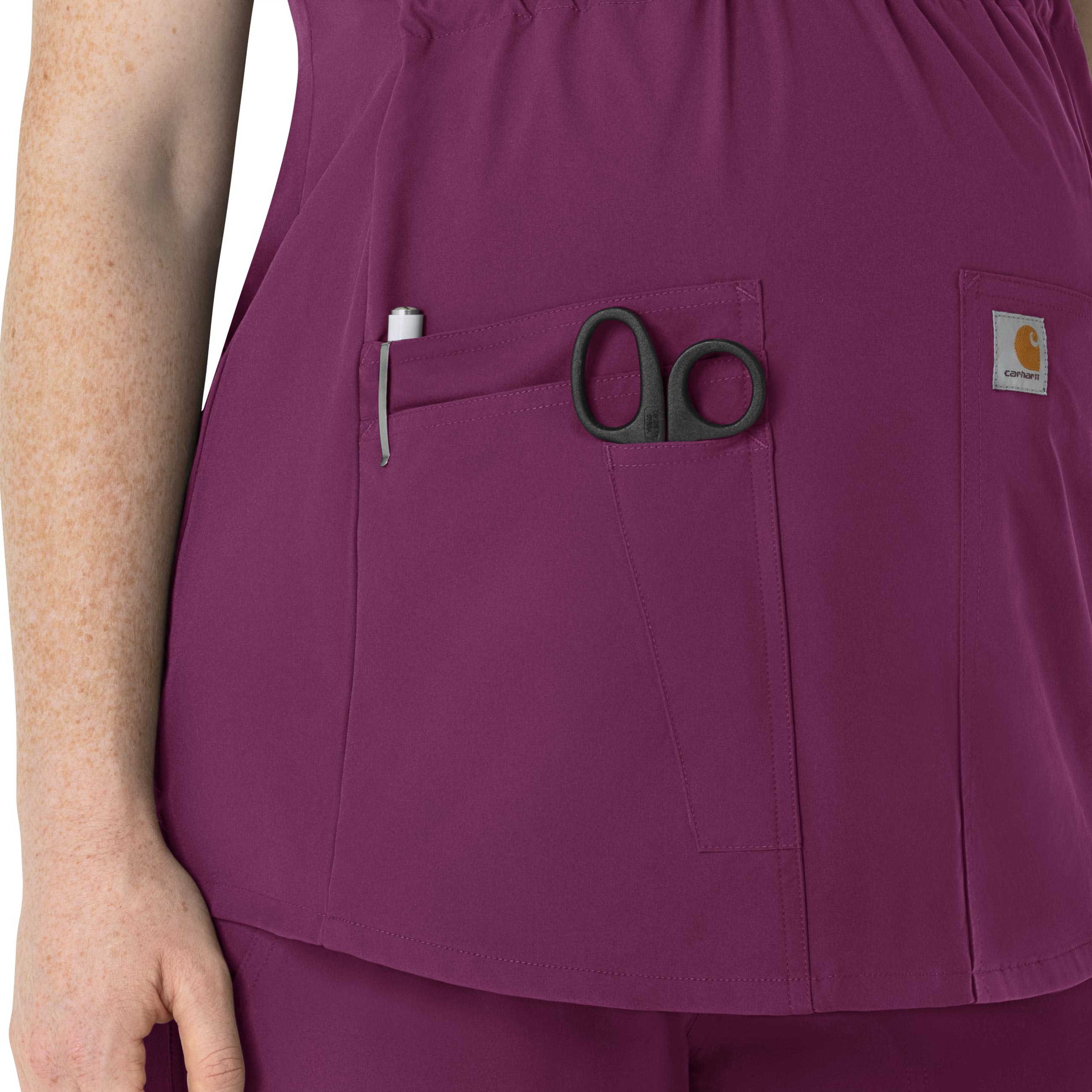 Force Essentials C14113 Henley Maternity Scrub Top Wine