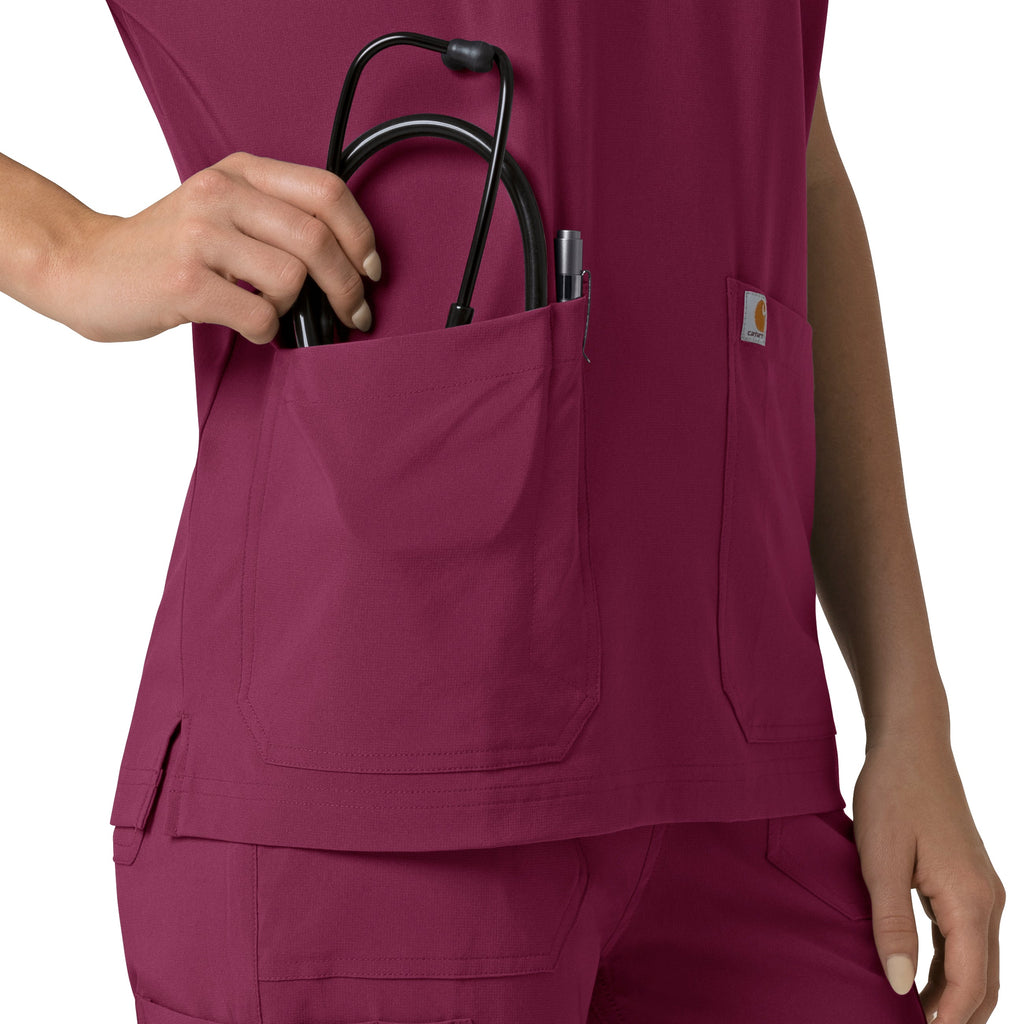 Force Cross-Flex C13110 Oversized V-Neck Scrub Top Wine
