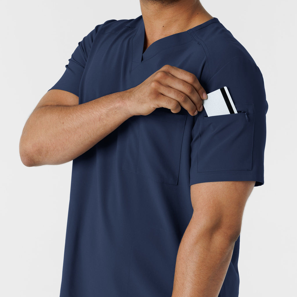 RENEW 6834 Men's V-Neck 5 Pocket Scrub Top Navy