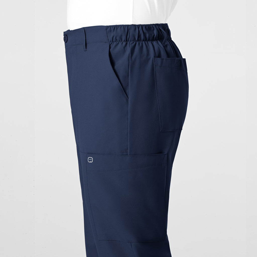 W123 5355 Men's Flat Front Cargo Scrub Pants Navy