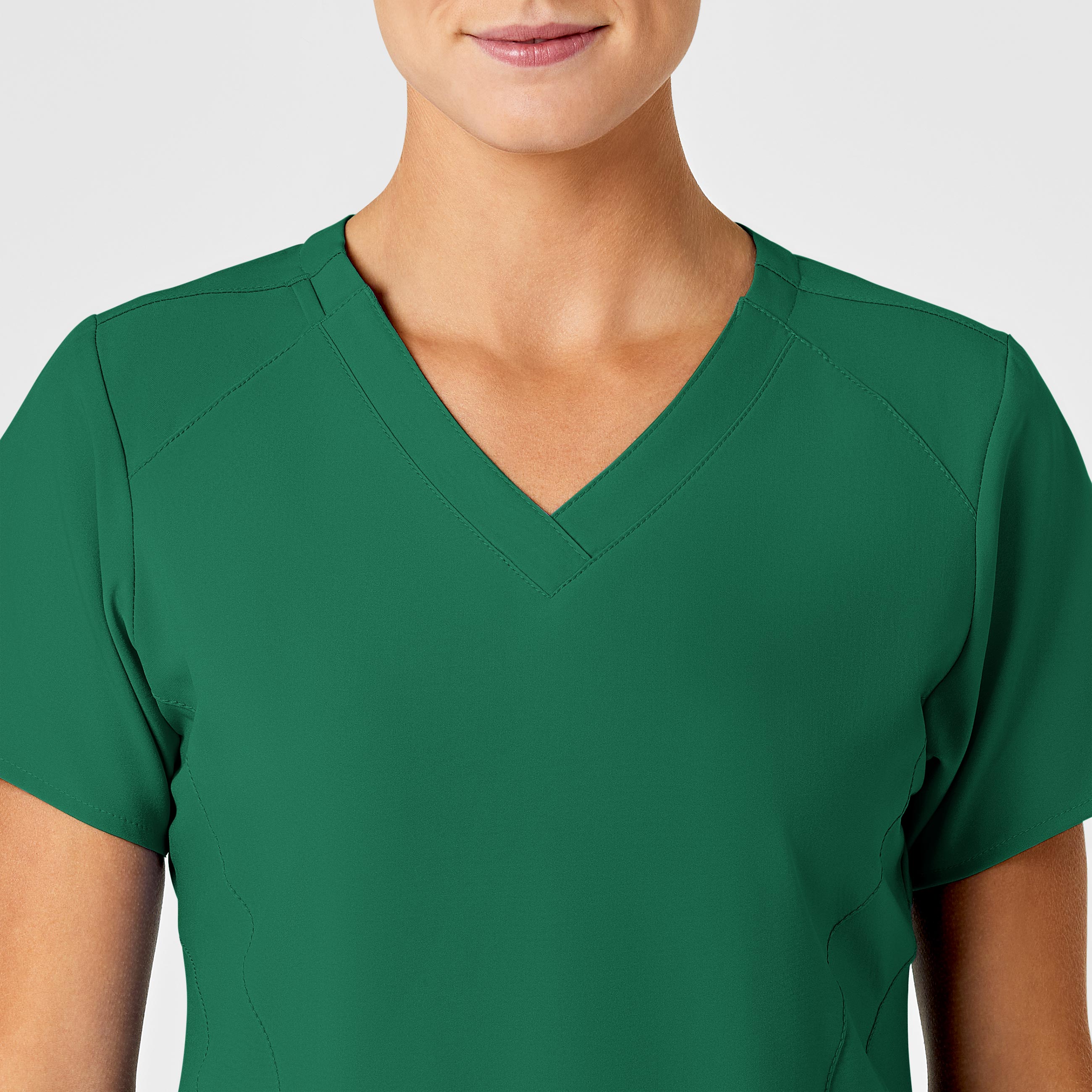 W123 6155 Stylized V-Neck Scrub Top Hunter