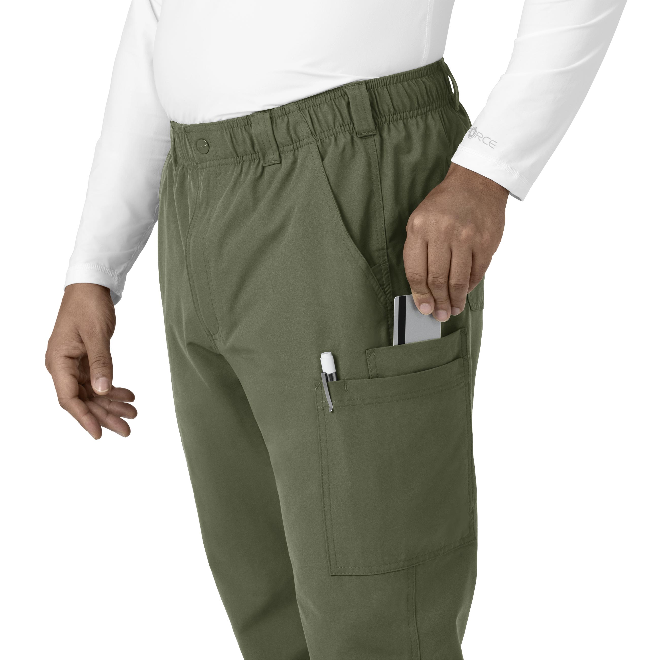 Force Essentials C56113 Men's Straight Leg Cargo Scrub Pants Olive