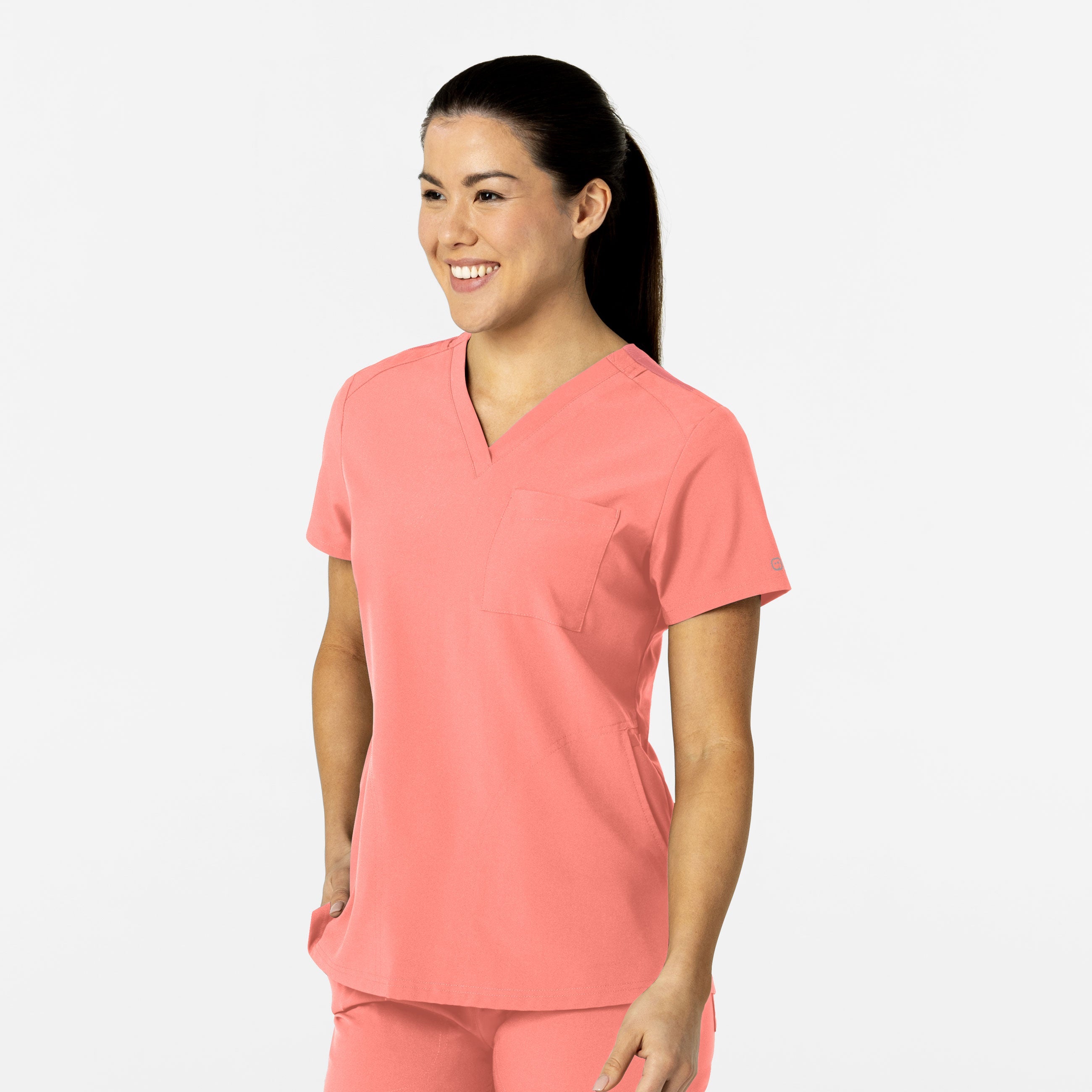 W123 6045 Women's Flex-n-Reach V-Neck Scrub Top Paradise Pink