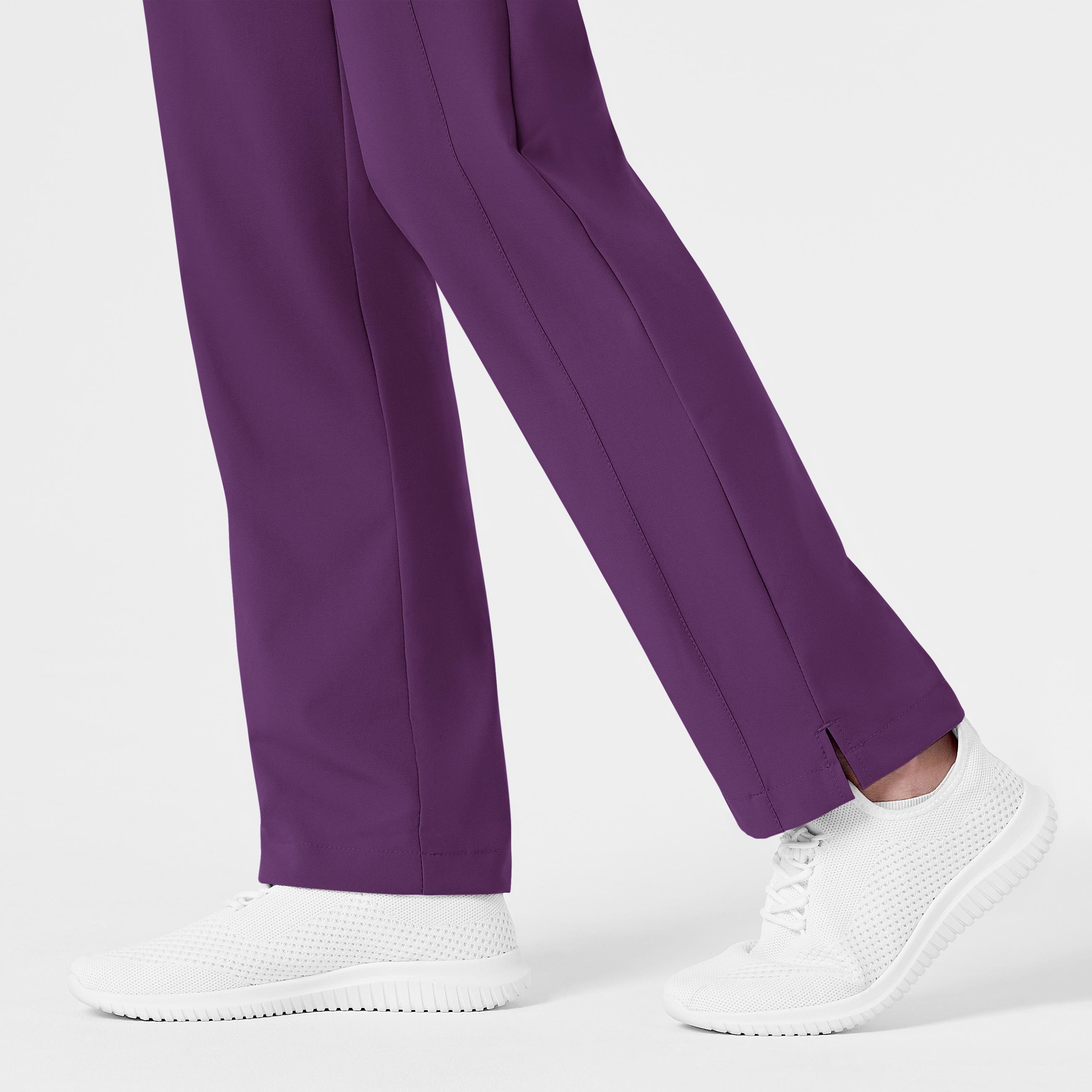 W123 5155 Flat Front Cargo Scrub Pants Eggplant
