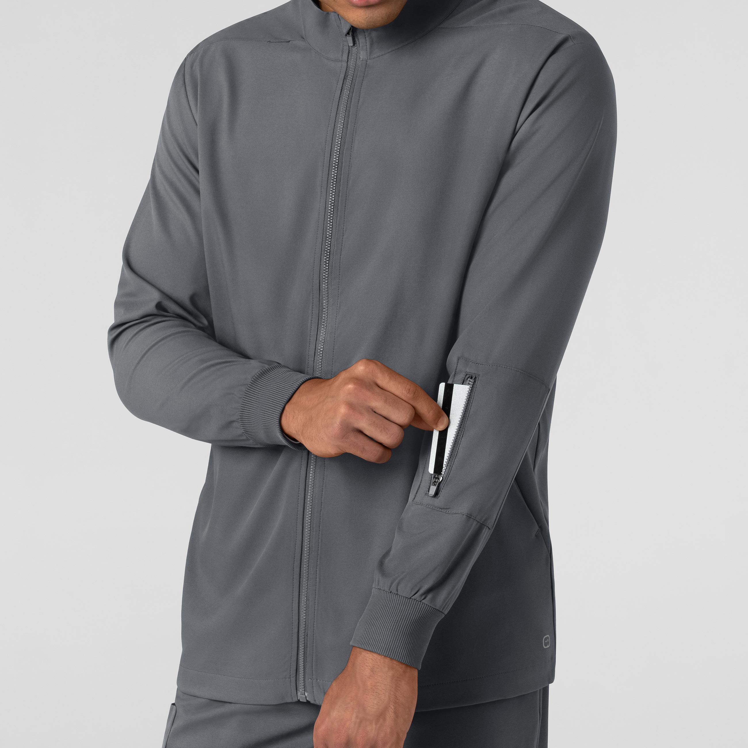 Boundless 8351 Men's Warm Up Scrub Jacket Pewter