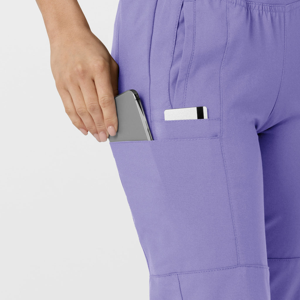 W123 5555 Comfort Waist Cargo Jogger Scrub Pants Iris Purple