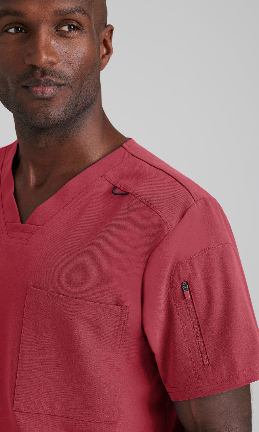 Grey's Anatomy Spandex Stretch GRST079 Murphy Scrub Top Maple Red