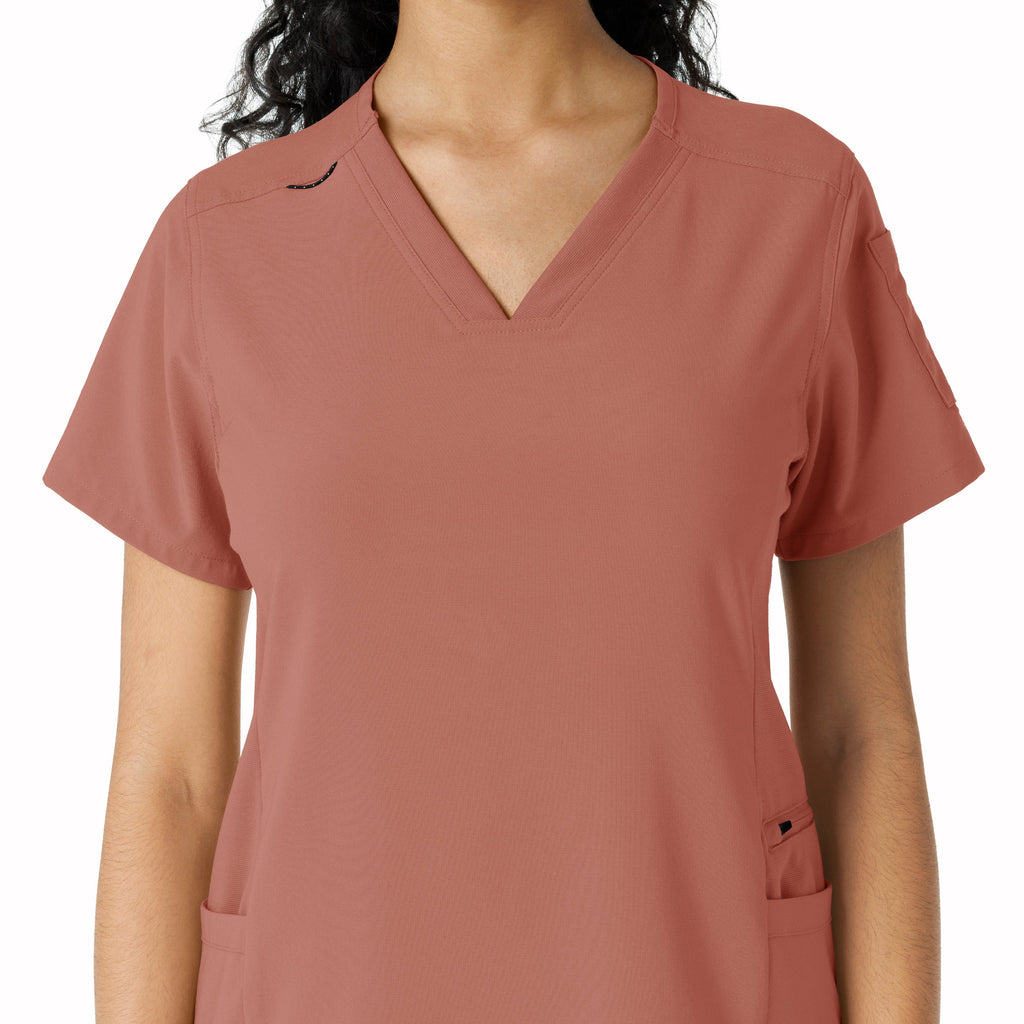 Force Cross-Flex C13310 Knit Panel Scrub Top Wildrose