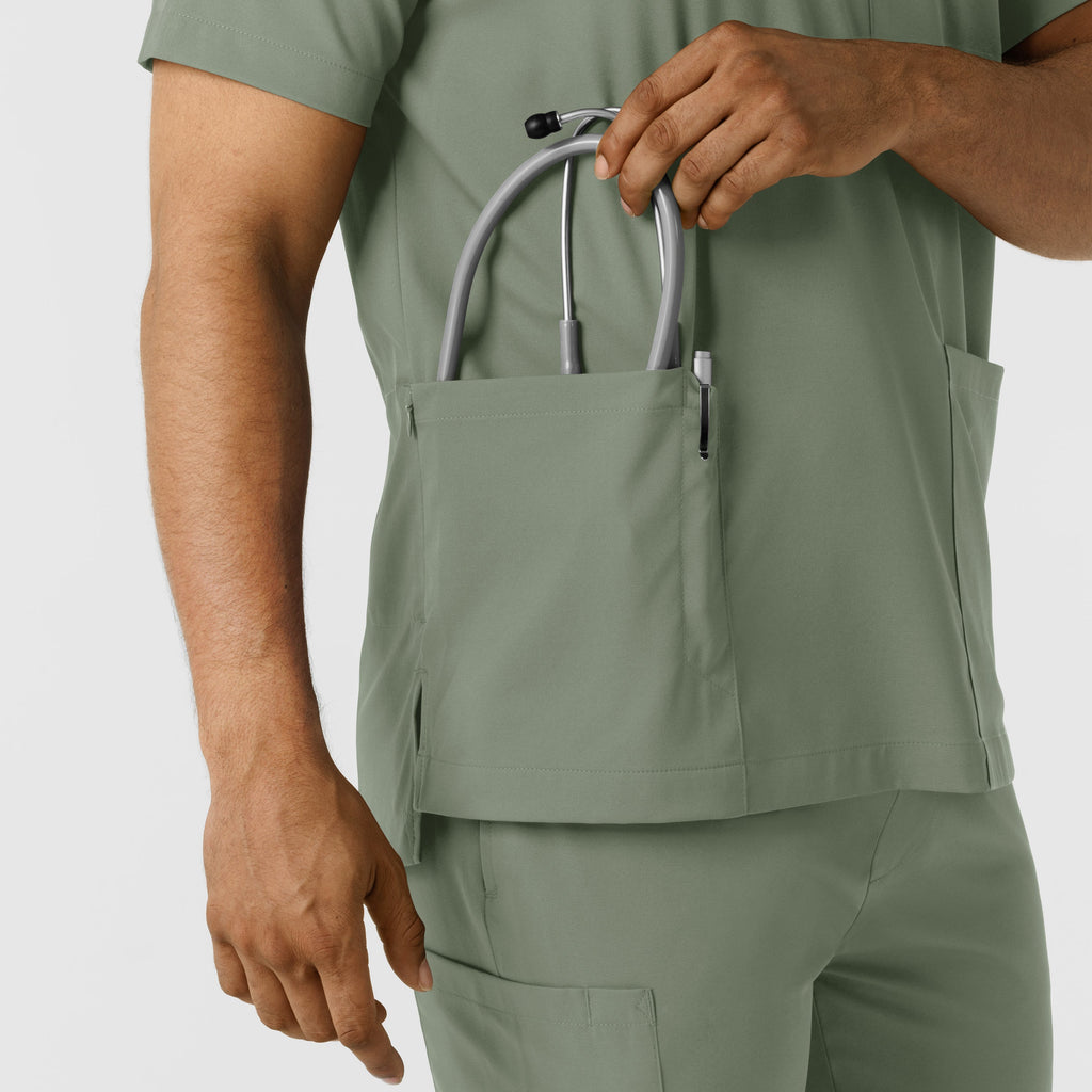 Boundless 6351 Men's Multi Pocket V-Neck Scrub Top Sage