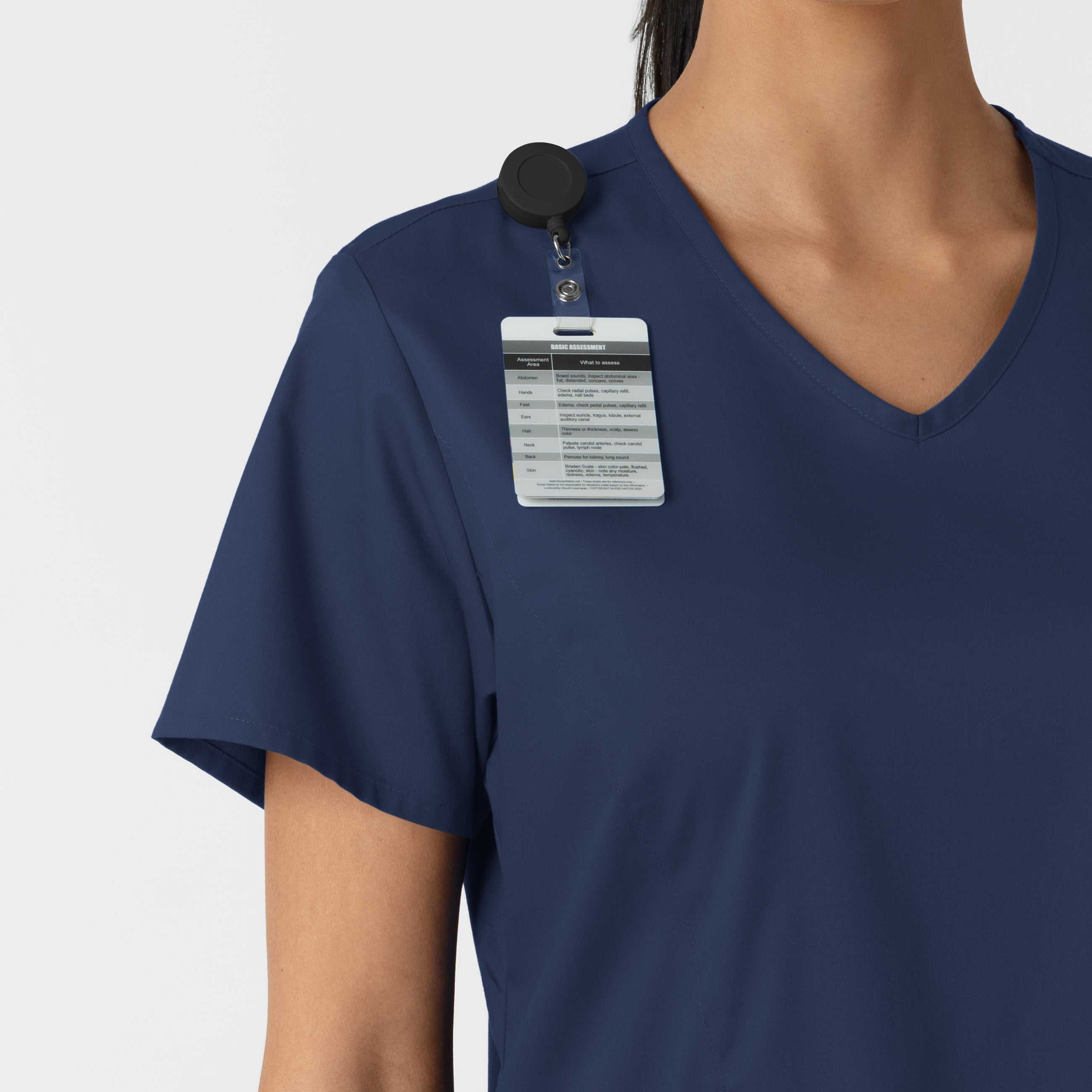 WonderWORK 106 Curved V-Neck Scrub Top Navy