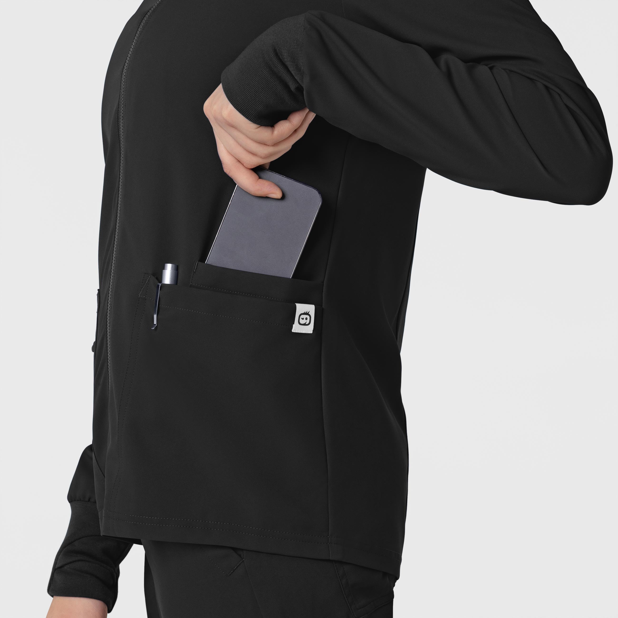 Thrive 8122 Flex-n-Reach Zip-Front Jacket Black