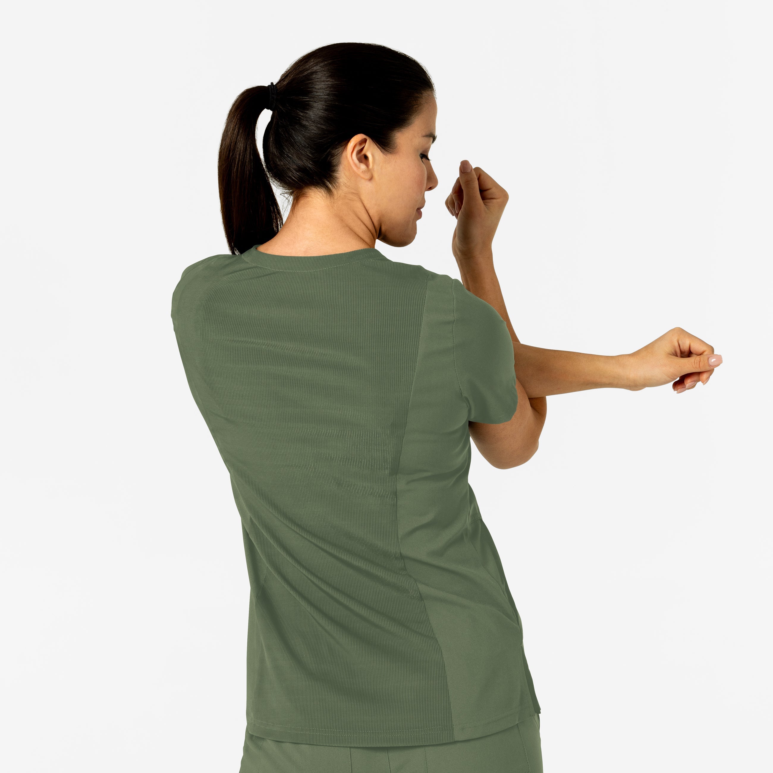 W123 6045 Flex-n-Reach V-Neck Scrub Top Olive