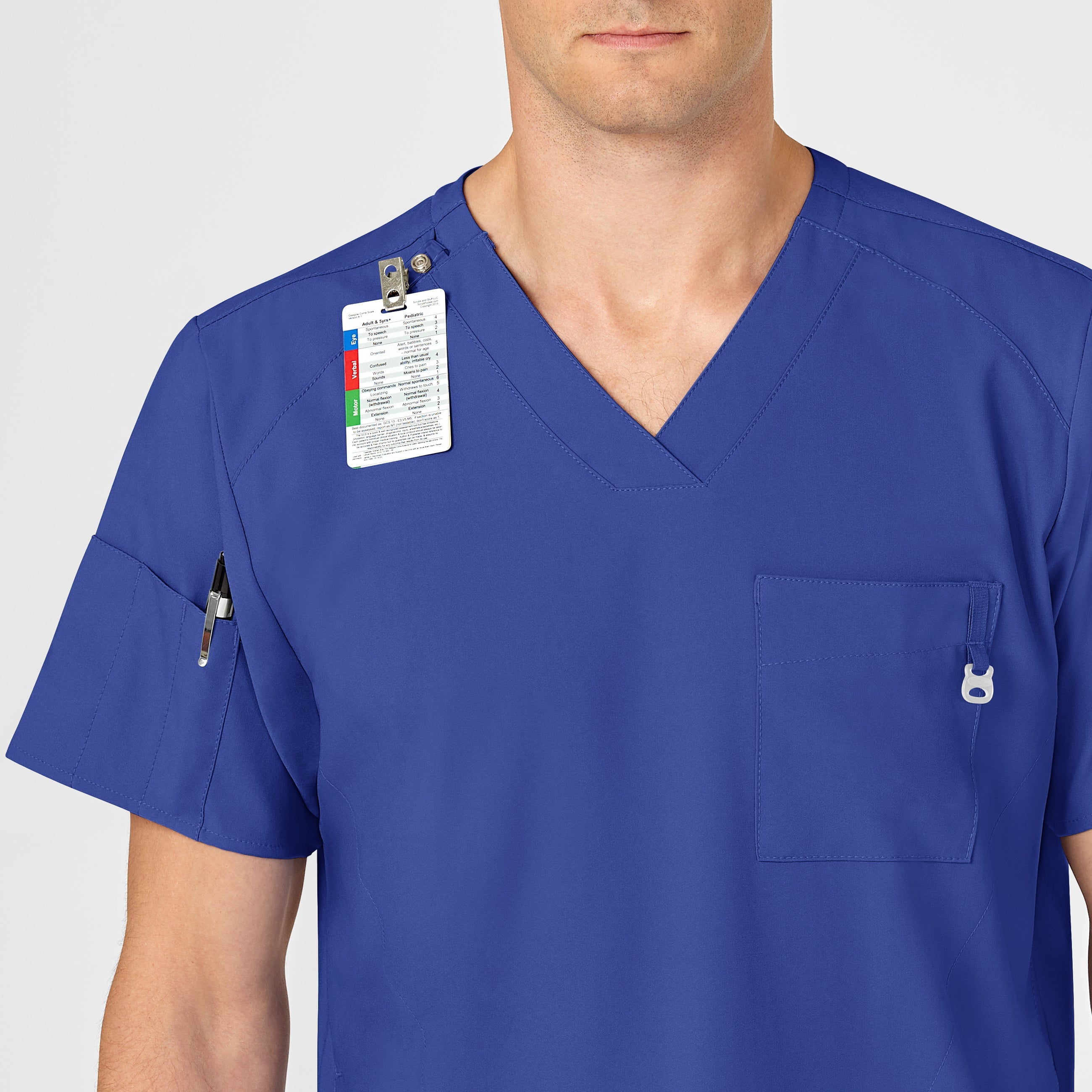 W123 6355 Men's V-Neck Scrub Top Galaxy Blue