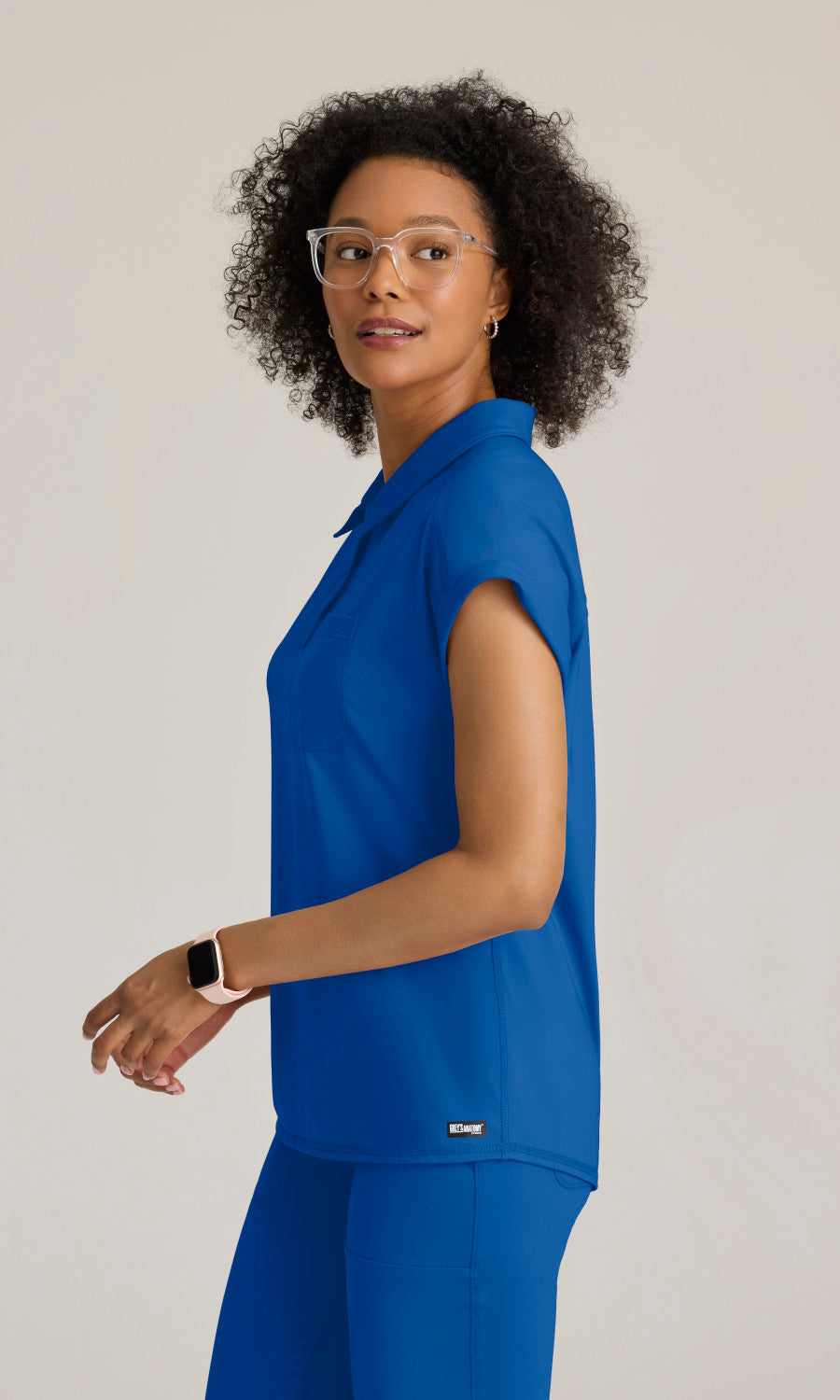 Grey's Anatomy Knits GRST254 Renew Knit Scrub Top New Royal