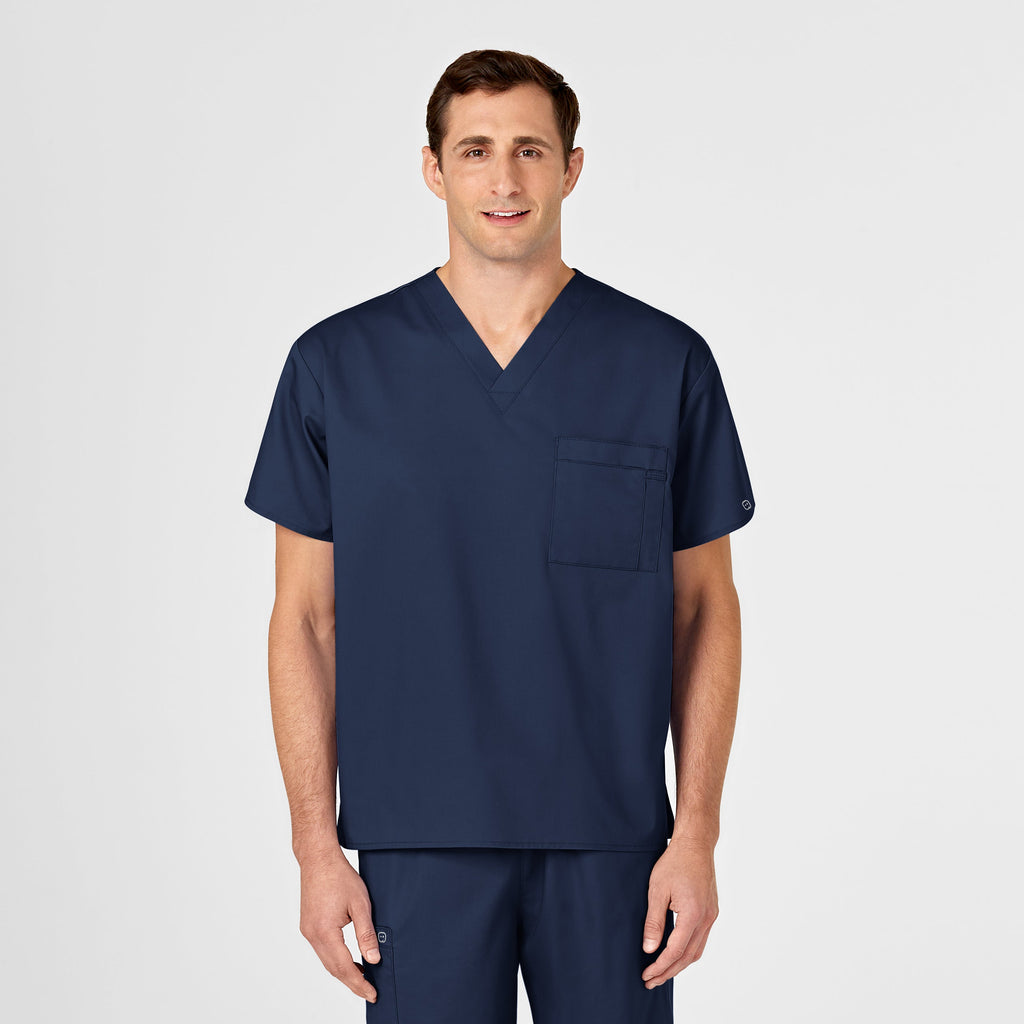 WonderWORK 100 Unisex V-Neck Scrub Top Navy