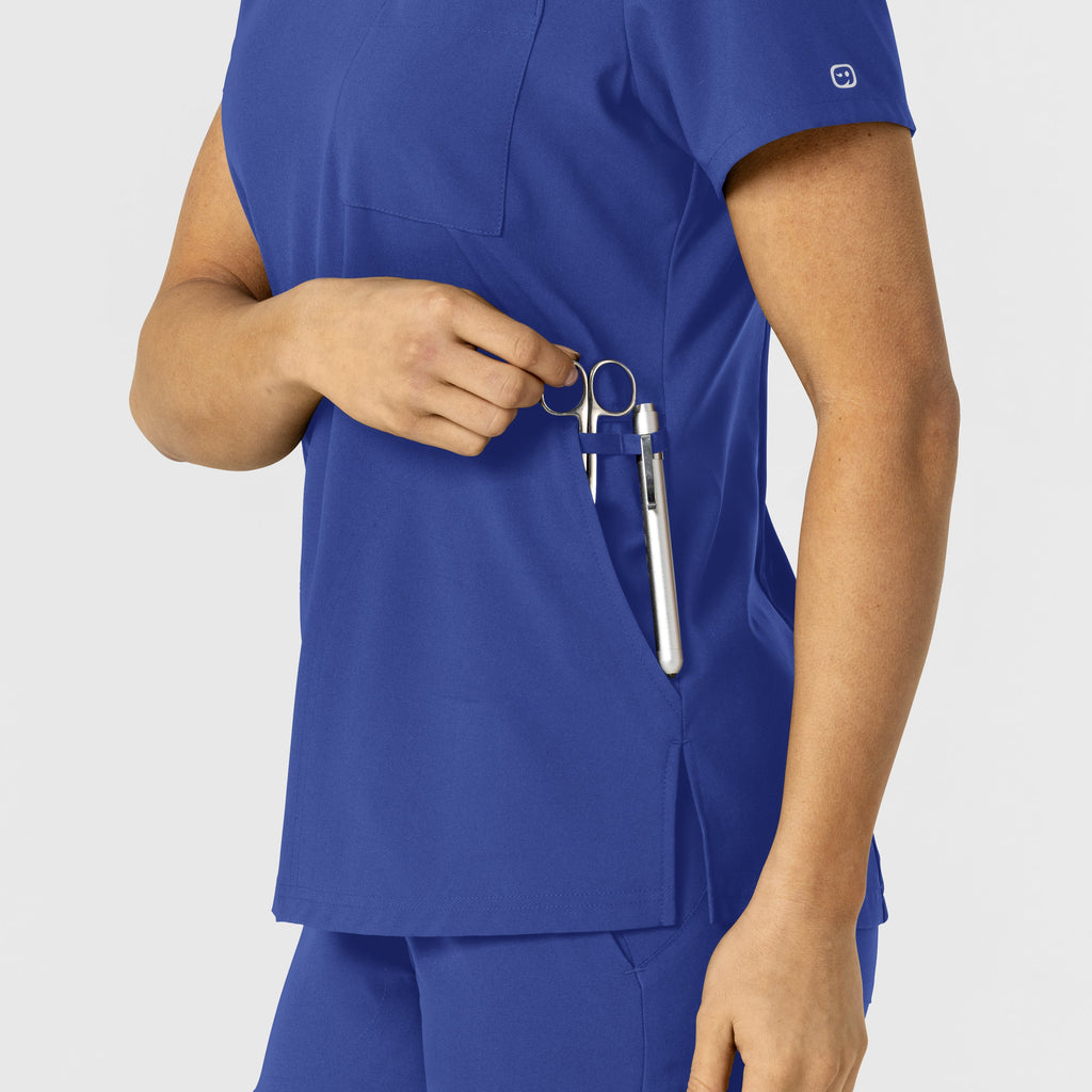 W123 6045 Women's Flex-n-Reach V-Neck Scrub Top Galaxy Blue