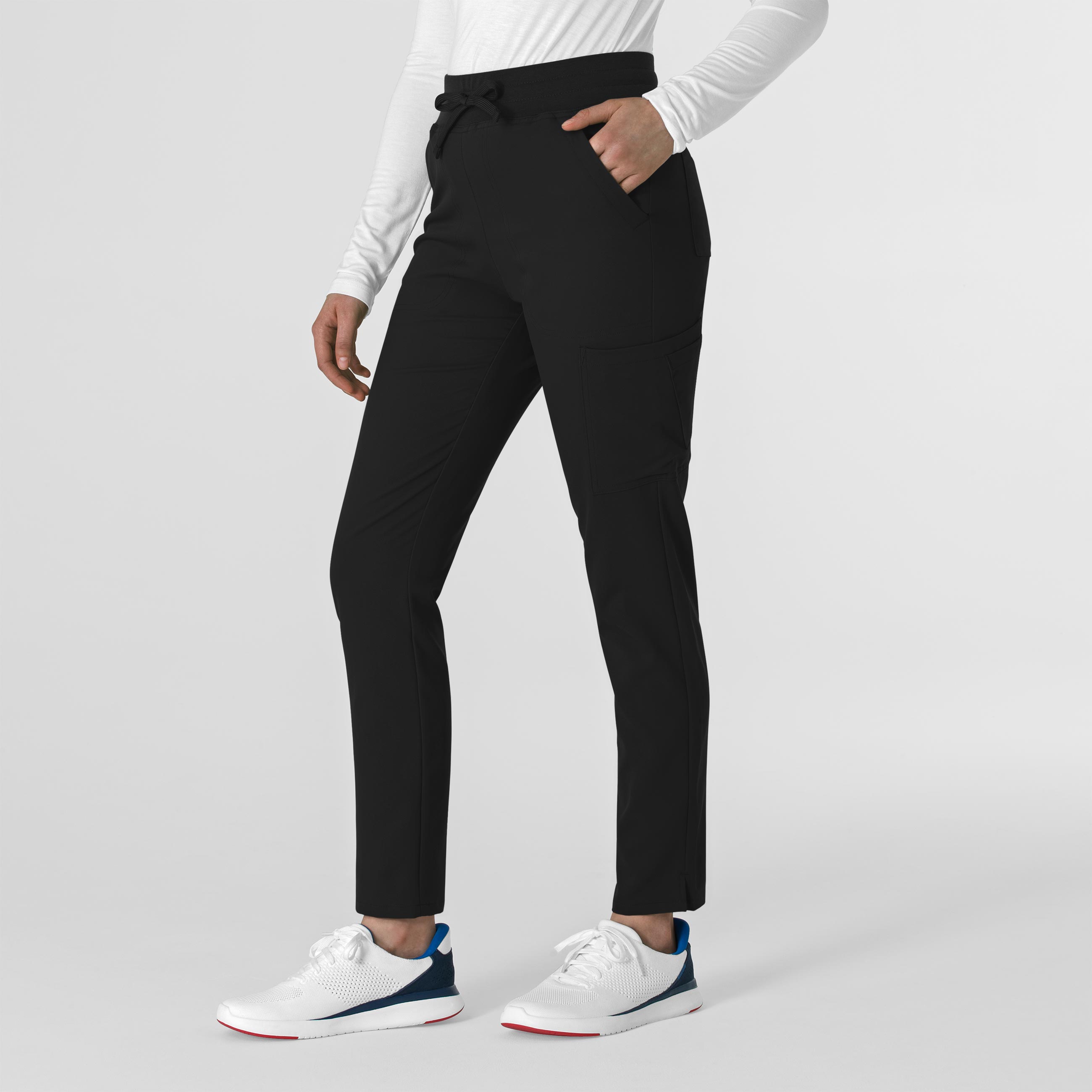 Thrive 5222 Cargo Straight Slim Leg Scrub Pants Black