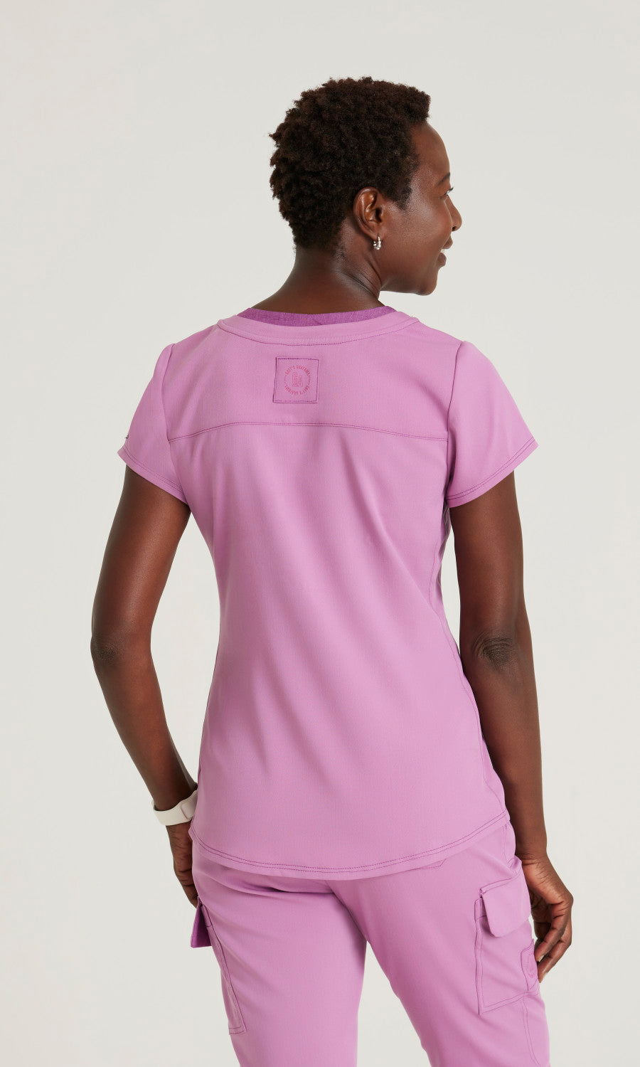 Grey's Anatomy Spandex Stretch GRST194 Meredith Scrub Top Pink Topaz