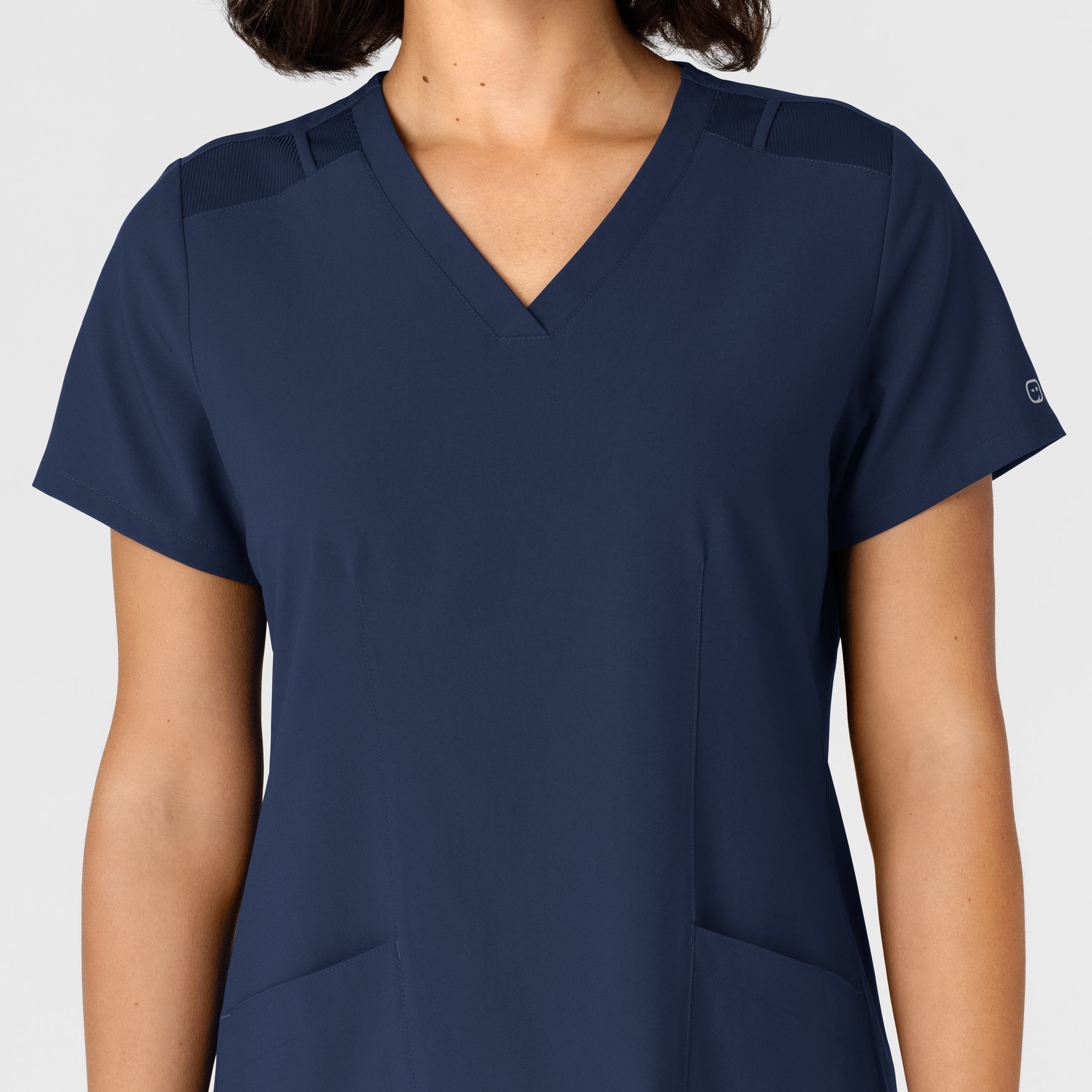 W123 6145 Flex-n-Reach Side Panel V-Neck Scrub Top Navy