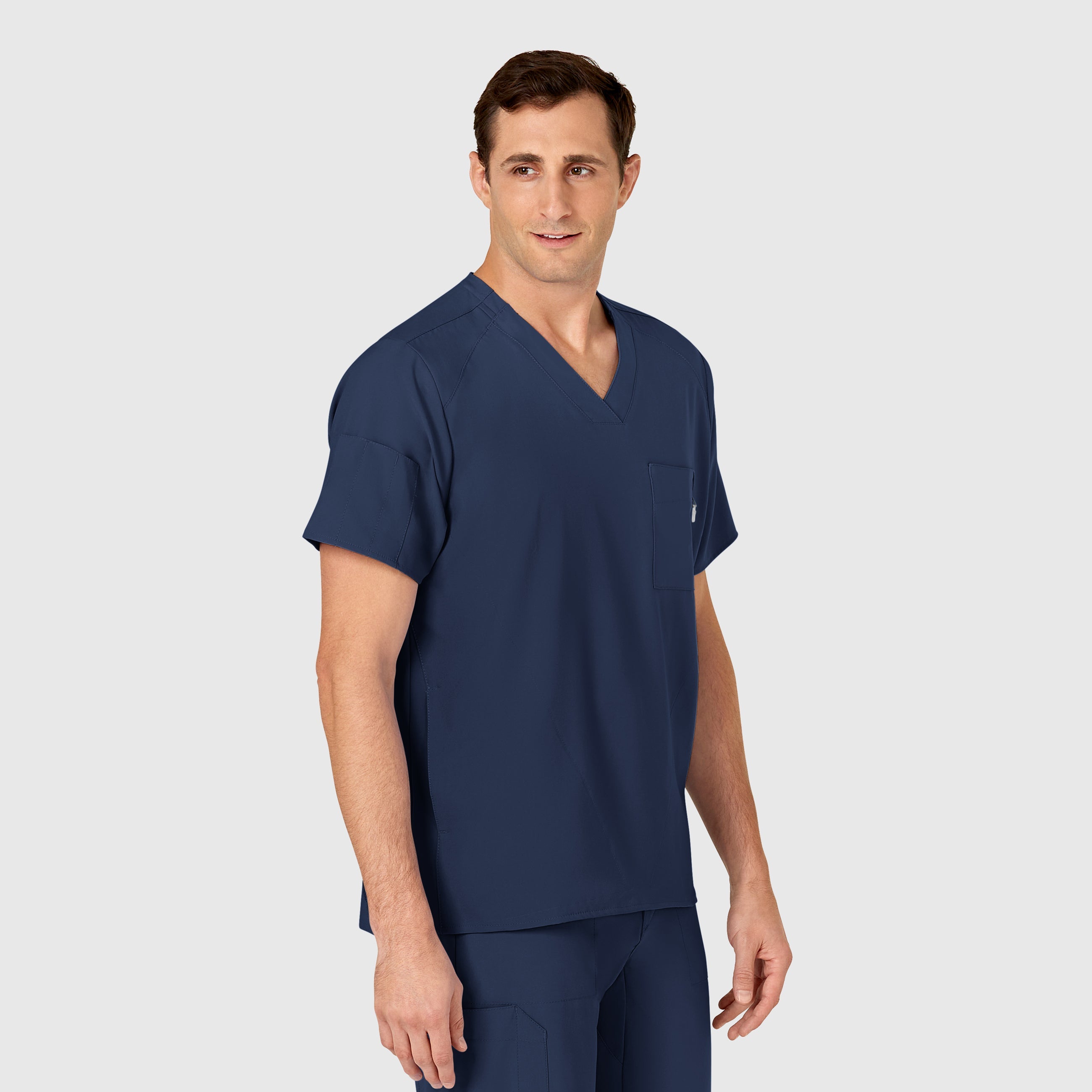 W123 6355 Men's V-Neck Scrub Top Navy