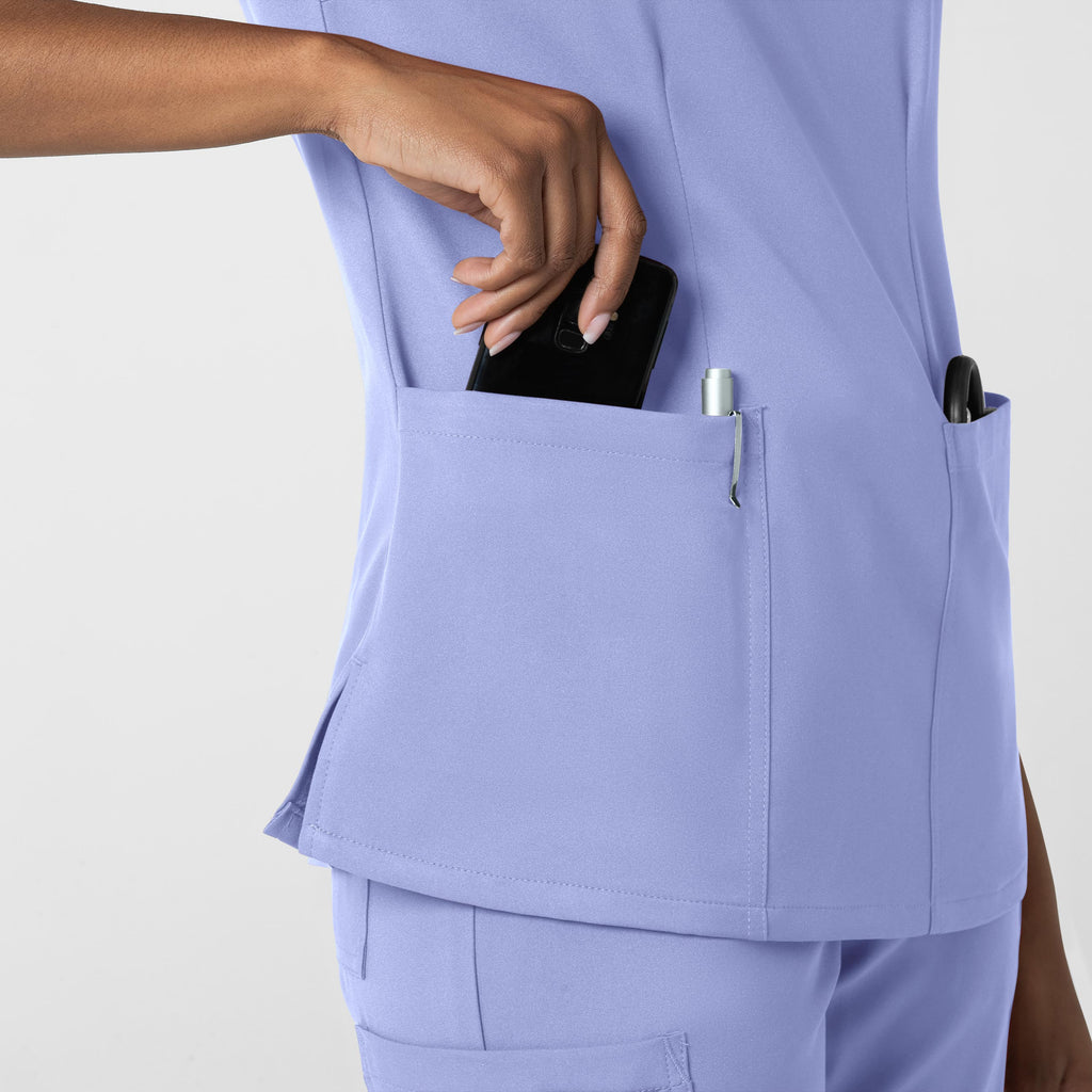 Thrive 6122 Fitted 3-Pocket V-Neck Scrub Top Ceil Blue
