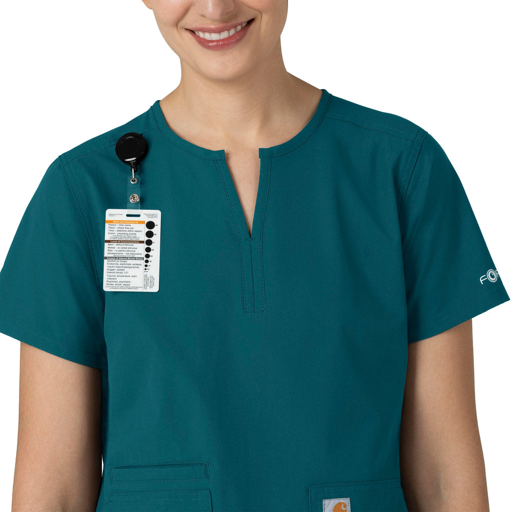 Force Essentials C12213 Notch Neck Tunic Scrub Top Caribbean Blue