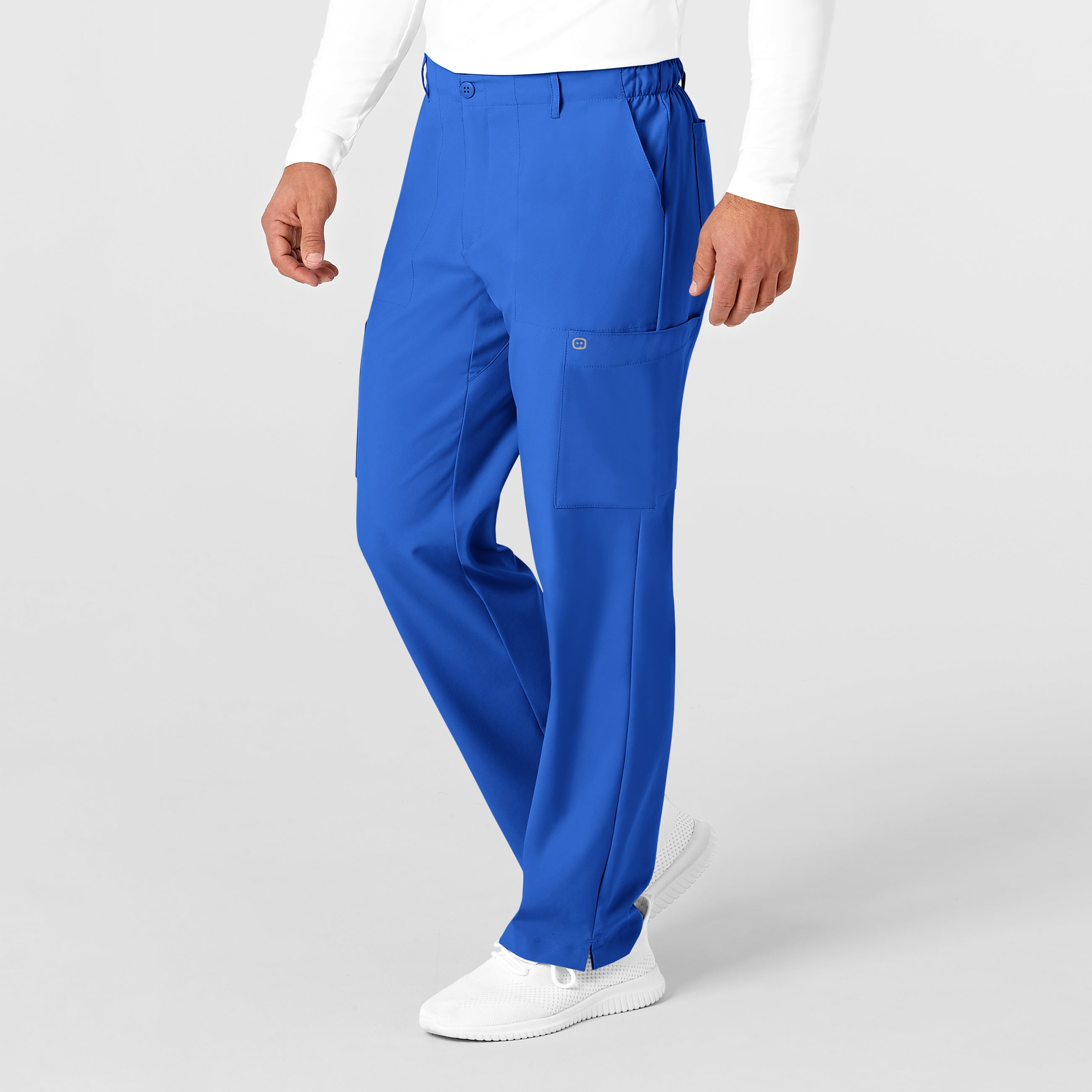 W123 5355 Men's Flat Front Cargo Scrub Pants Royal