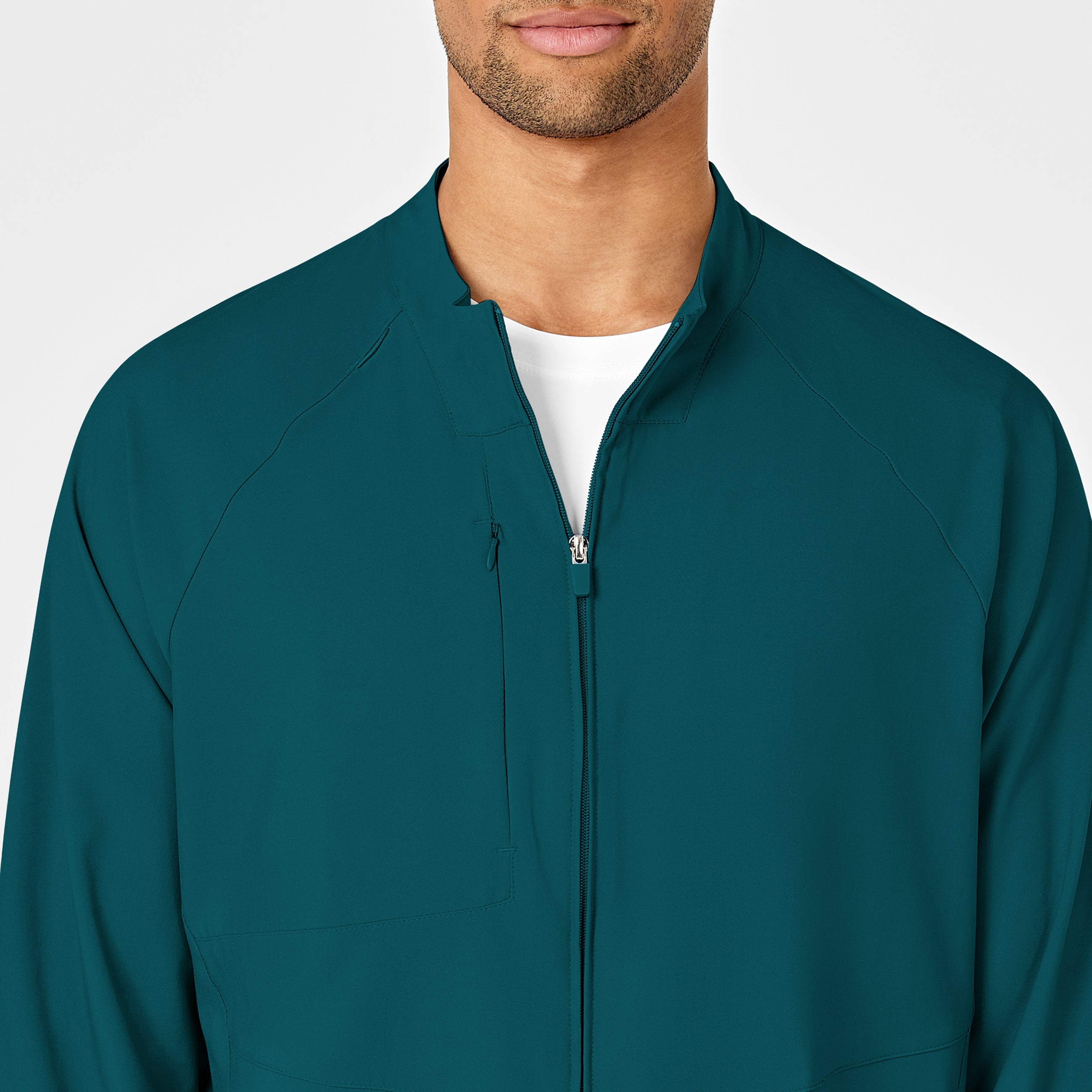 W123 8355 Men's Zip Front Warm Up Jacket Caribbean Blue