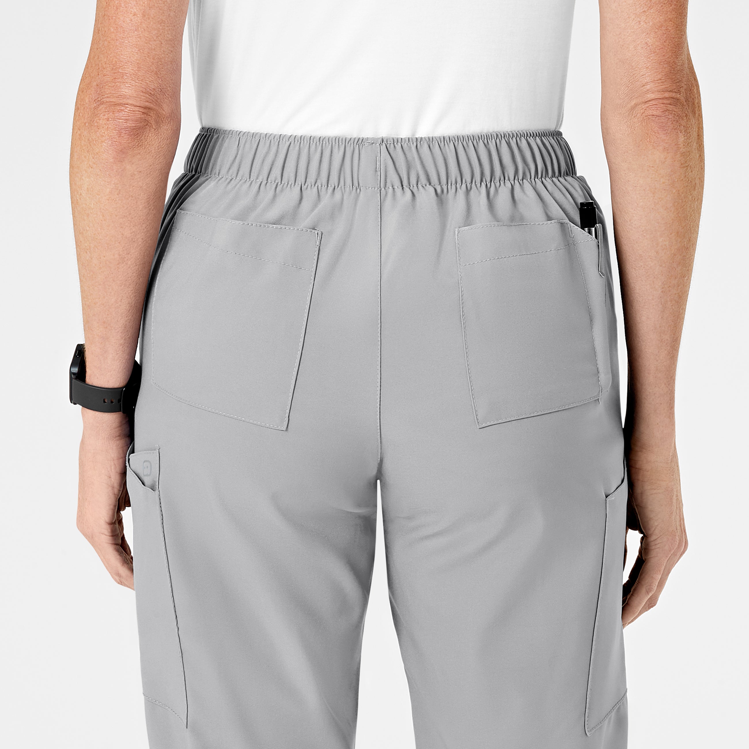 W123 5155 Flat Front Cargo Scrub Pants Grey